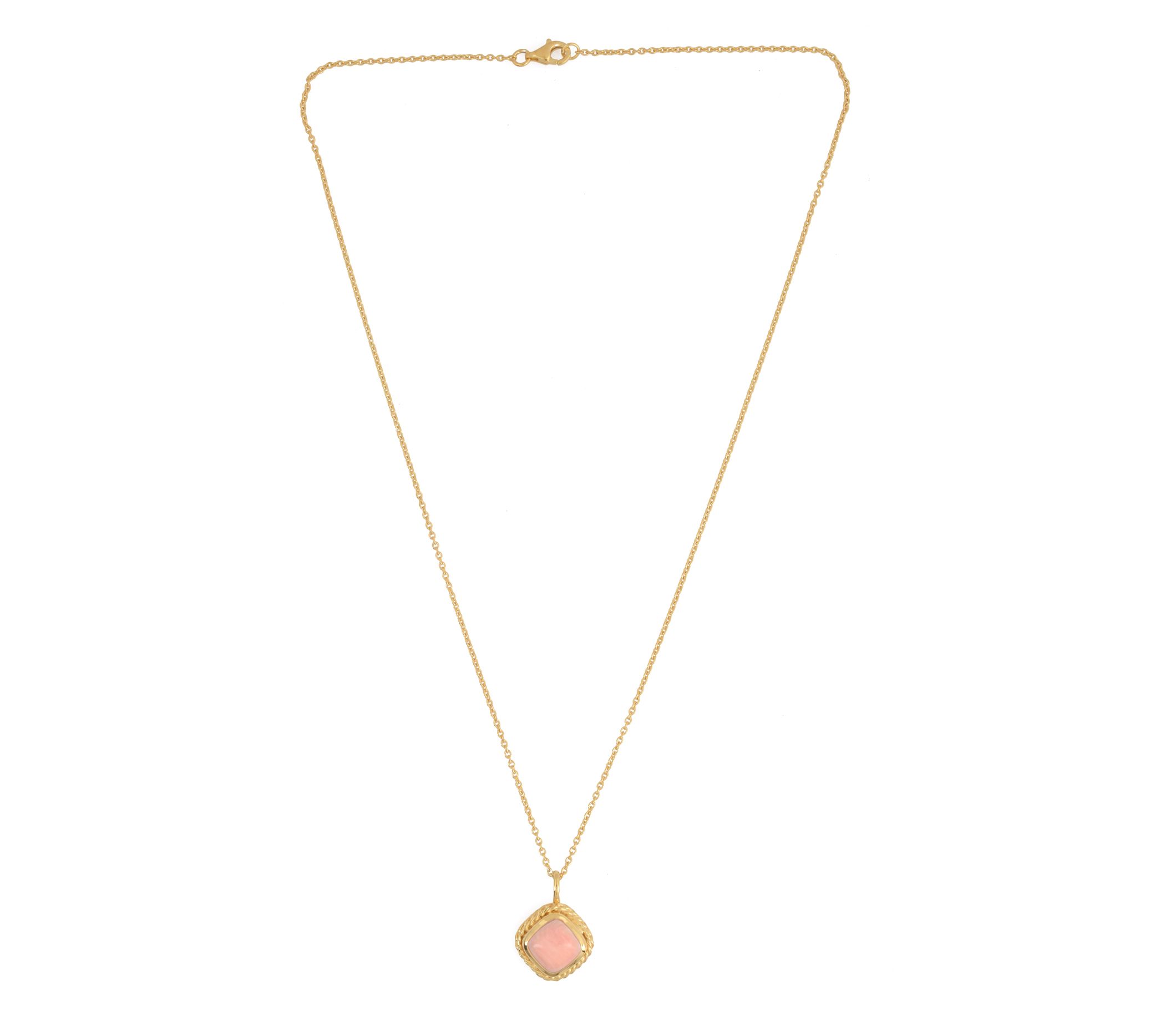 Affinity Gems Pink Coral Pendant w/ Chain, 14KGold Plated
