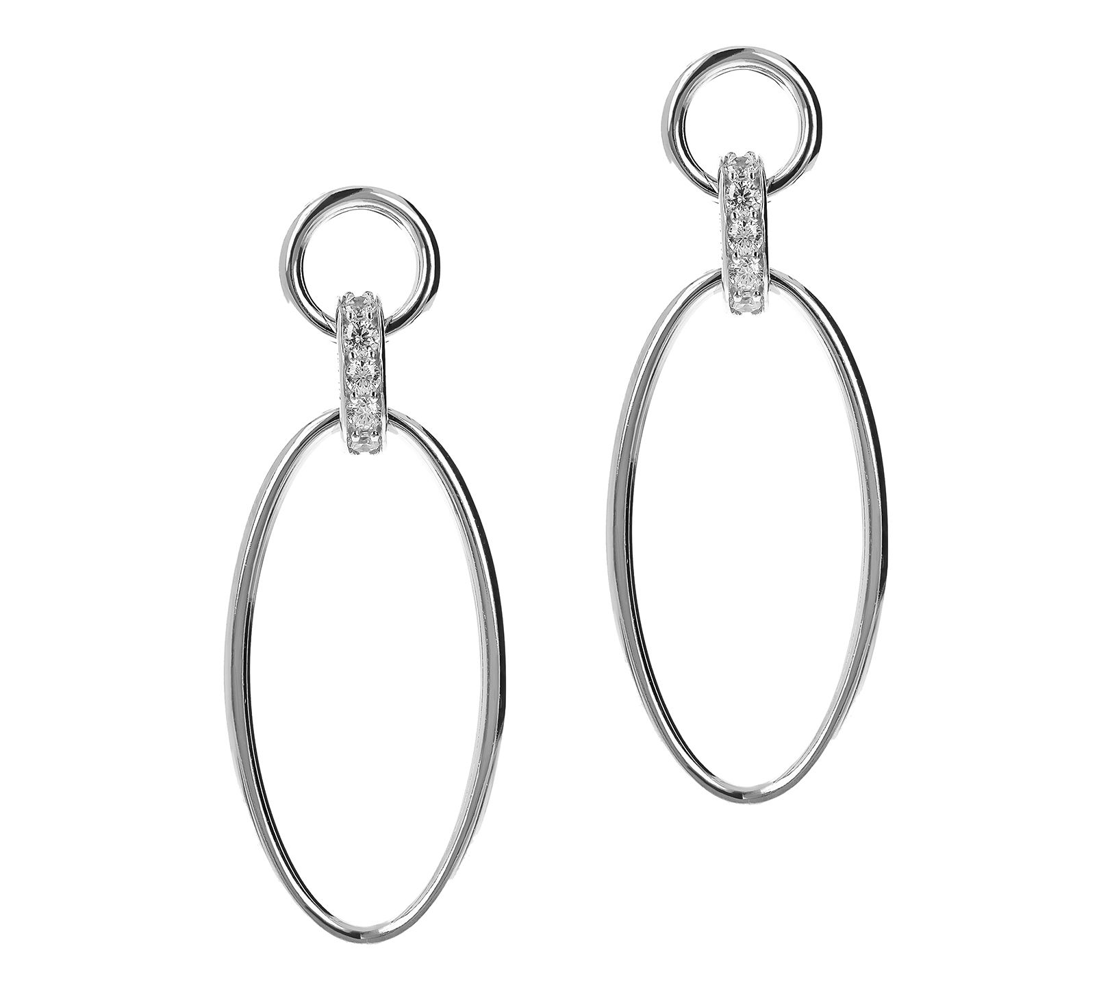 Diamonique Italia Dangle Earrings, Sterling Silver