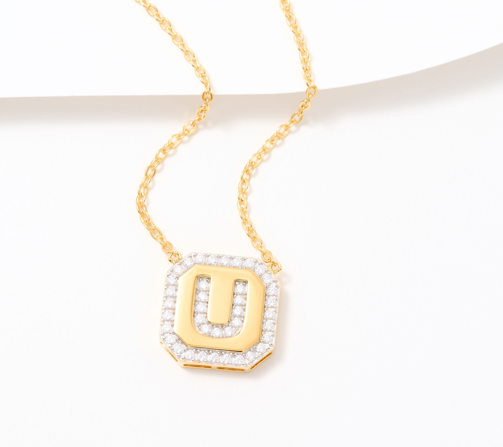 "As Is" Diamonique x Jennifer Miller Pave Initial Necklace, Plate