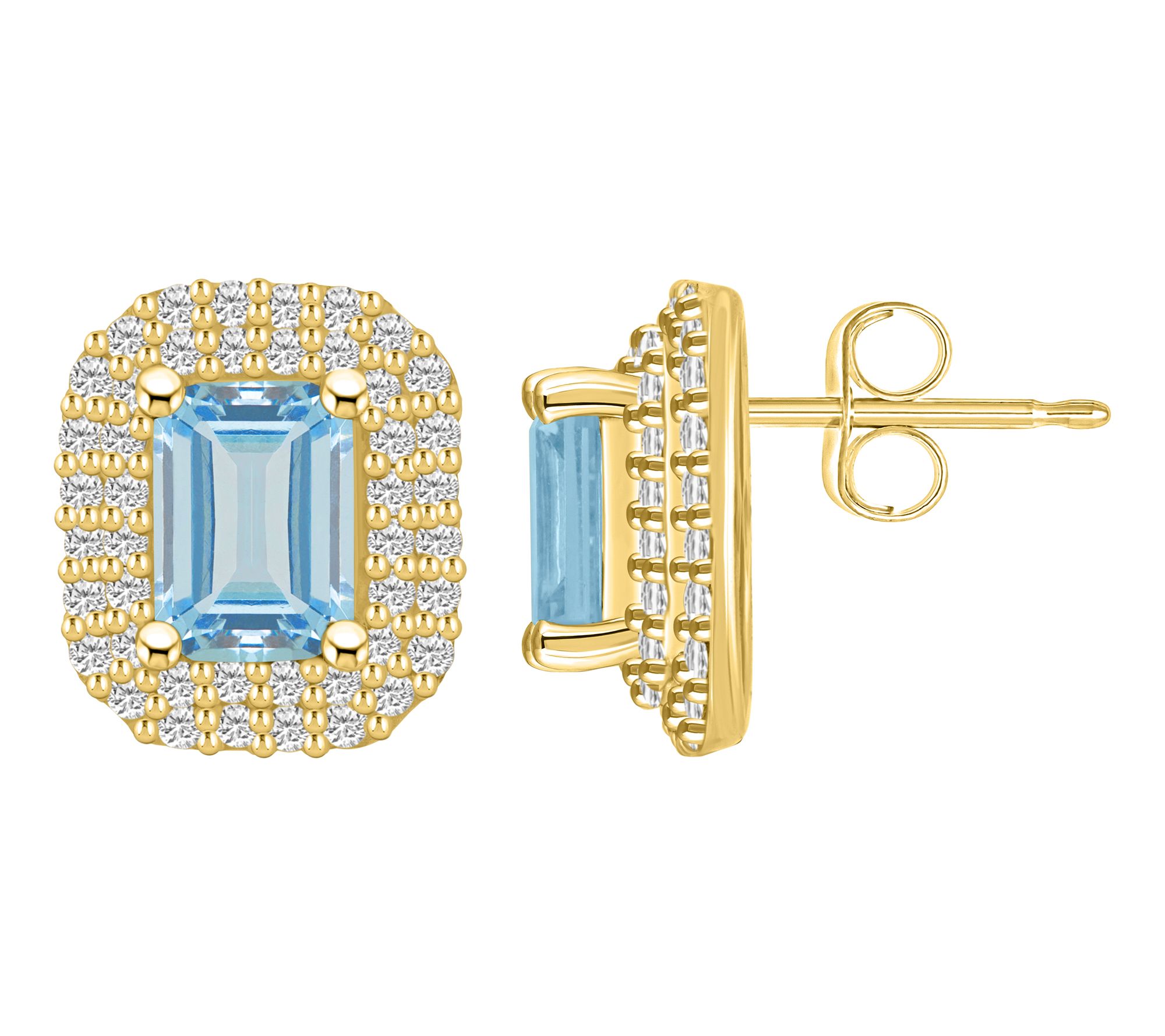 Affinity Gems Emerald Gemstone & Halo Diamond Earrings, 14K