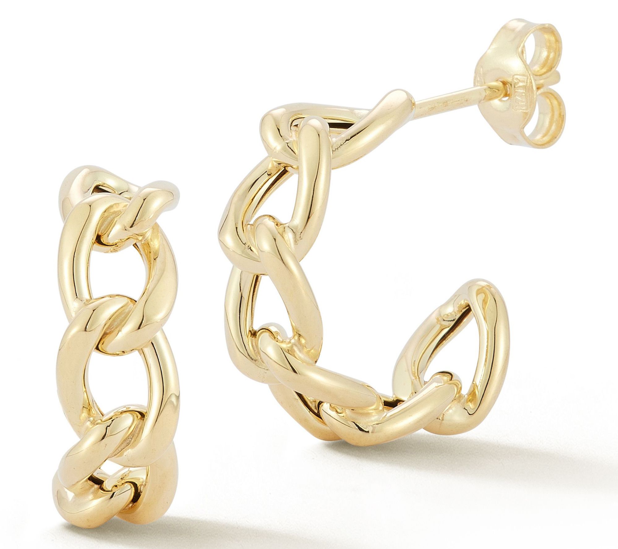 Italian Gold 1/2" Curb Chain Hoop Earrings, 14K