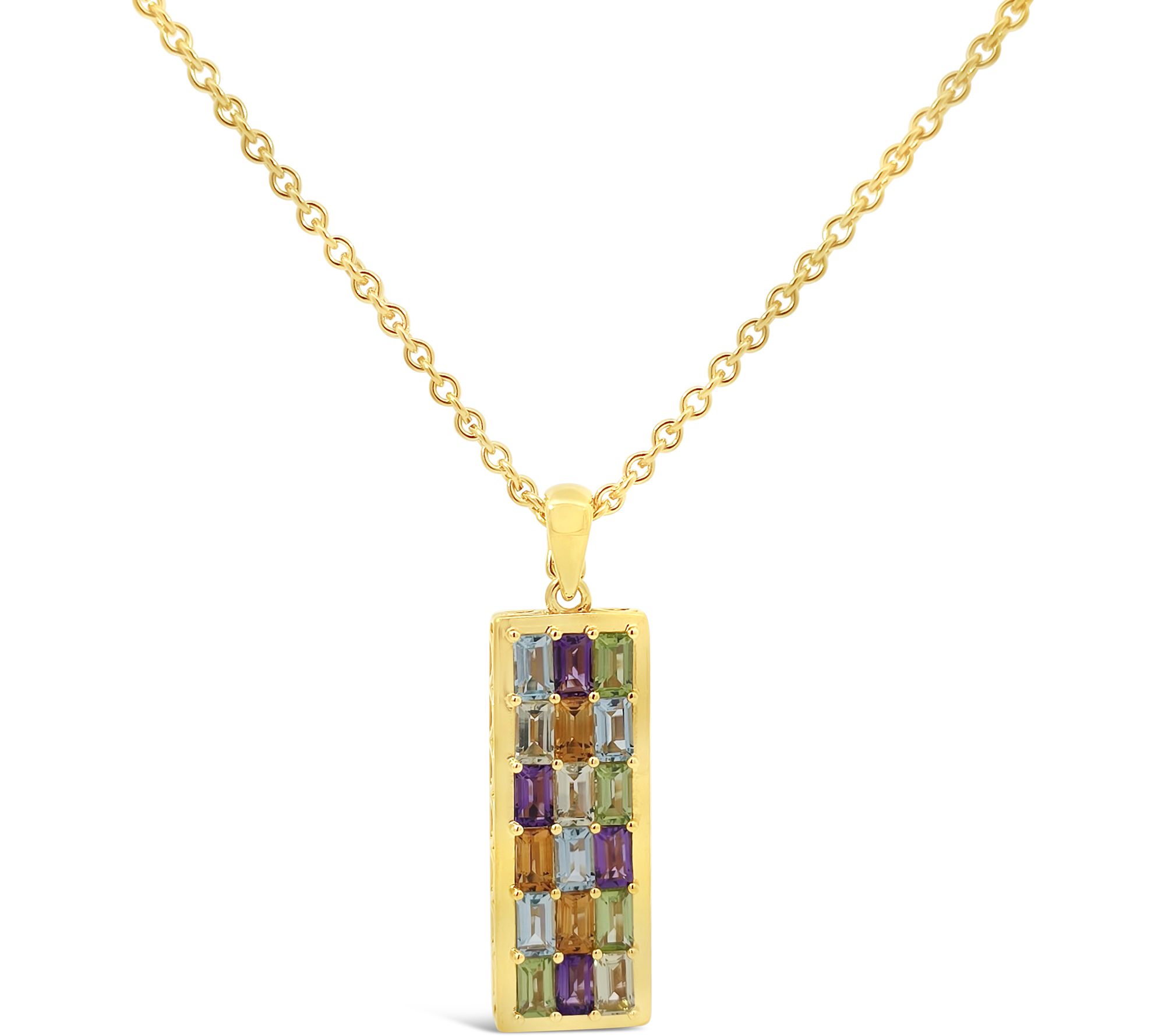 Elyse Ryan 14K Clad Multi-Gemstone Hayes Pendant w/ Chain
