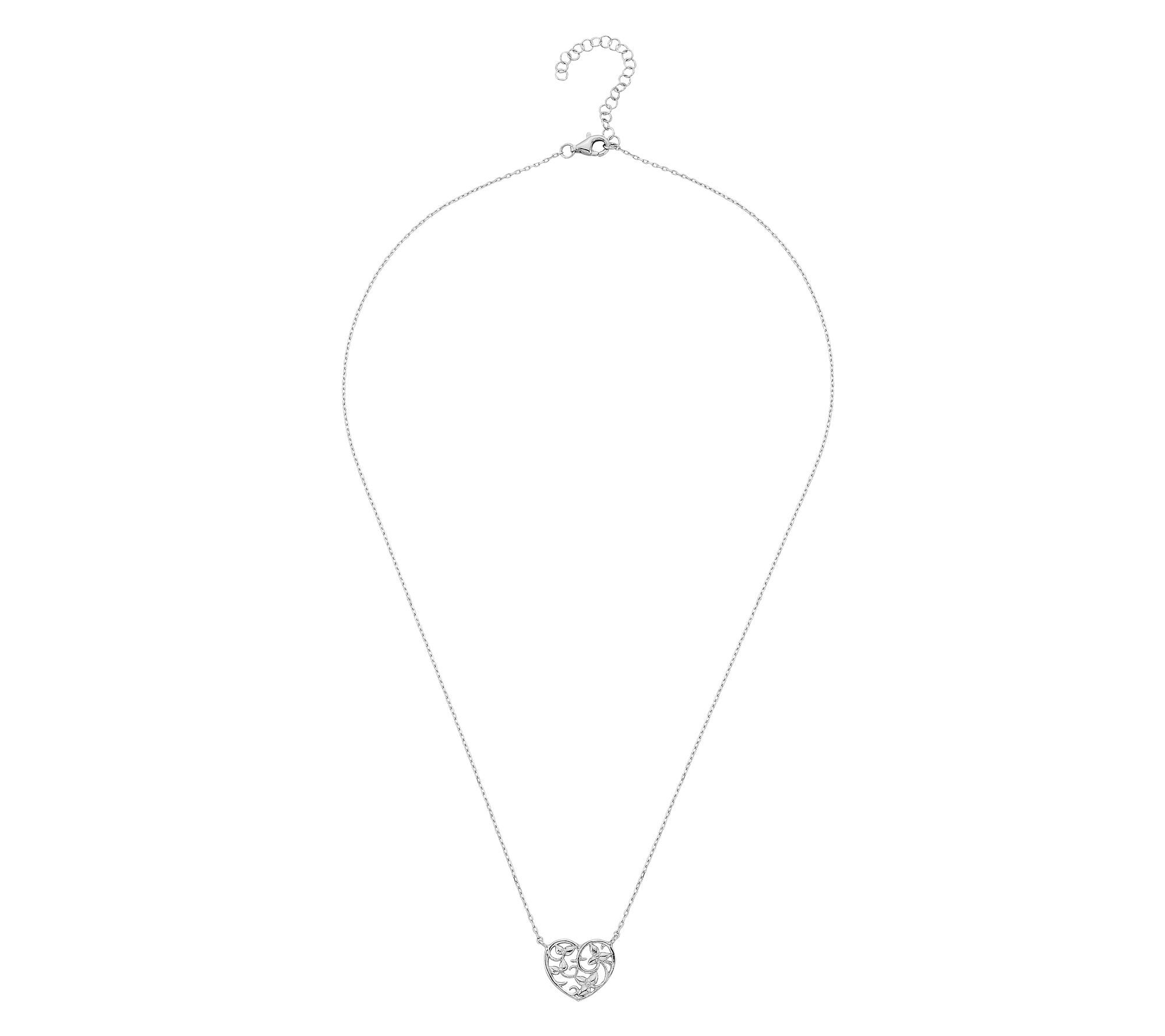 Silver Style Scroll Heart Design Necklace, Sterling