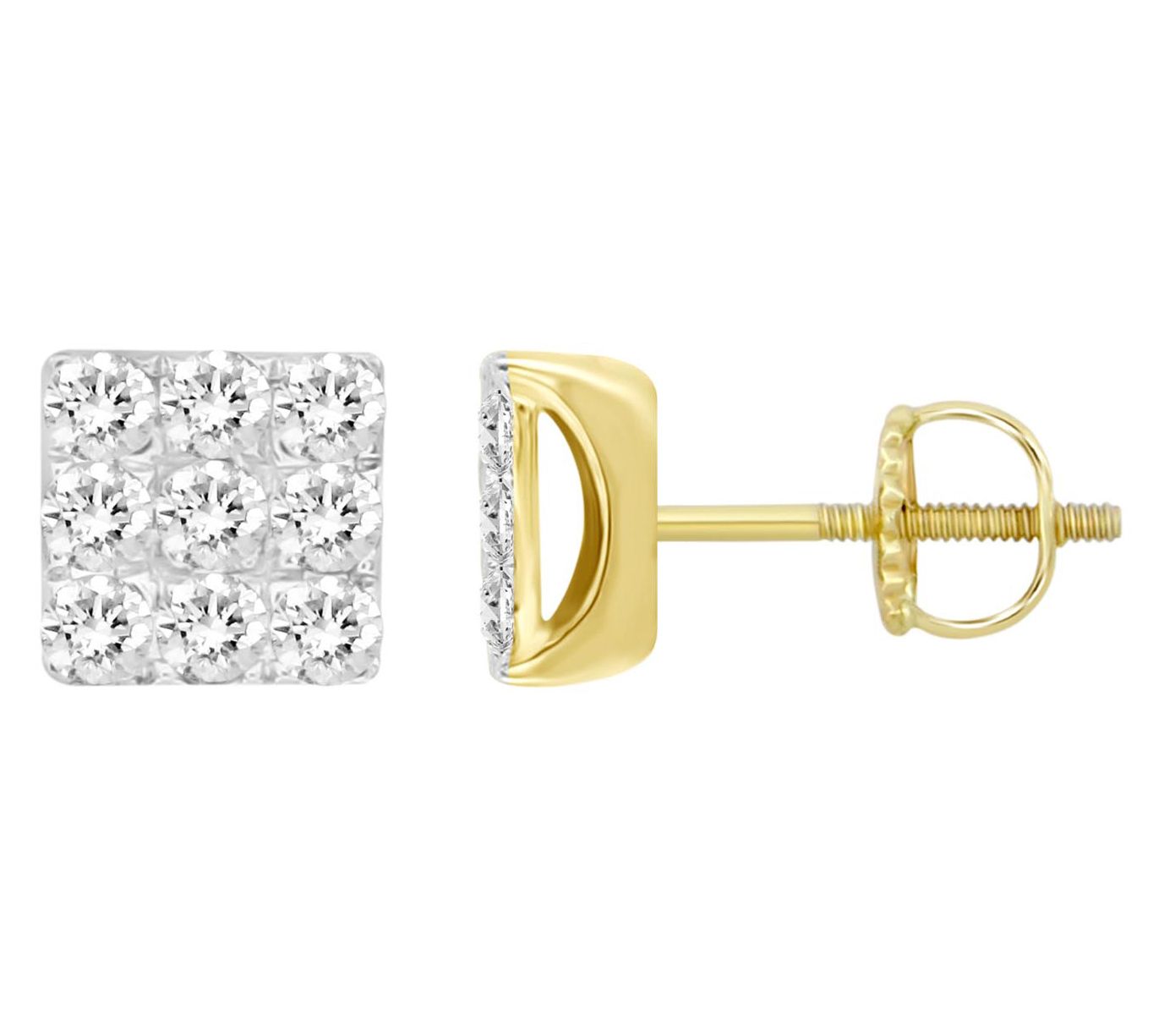Men's 0.25 cttw Diamond Square Stud Earring, 10K Gold