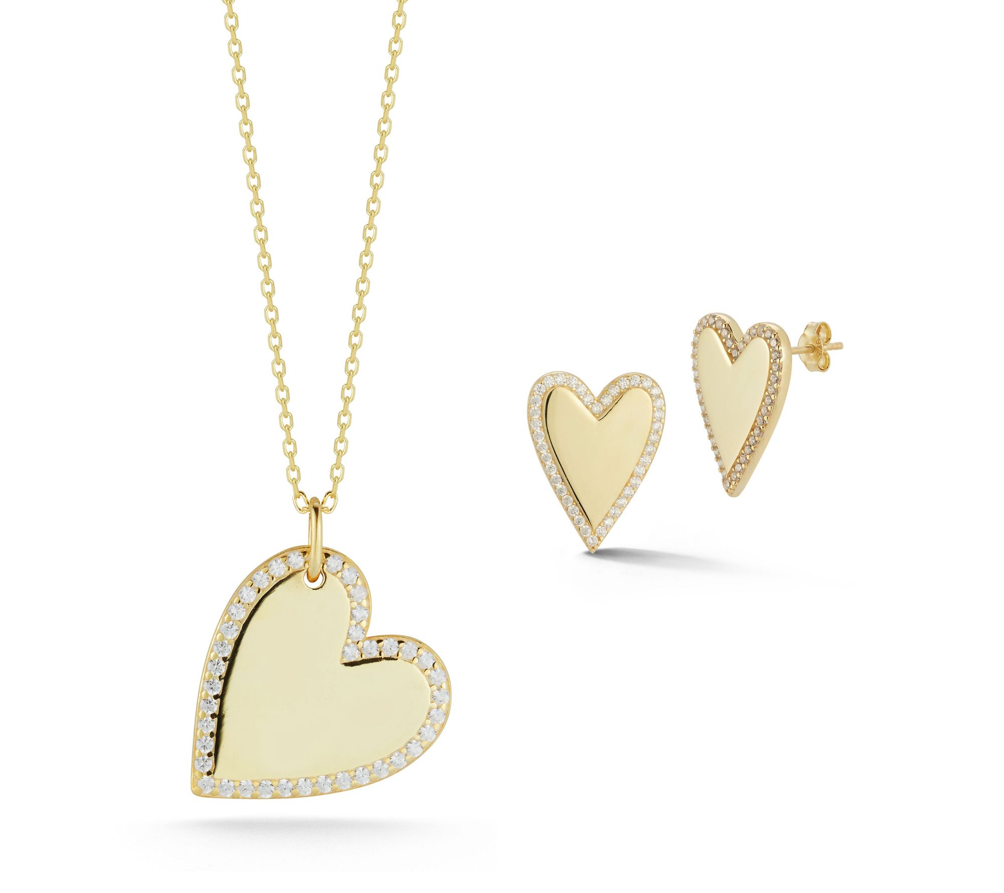 Sterlina Silver Heart Necklace & Stud EarringsSet, Sterling