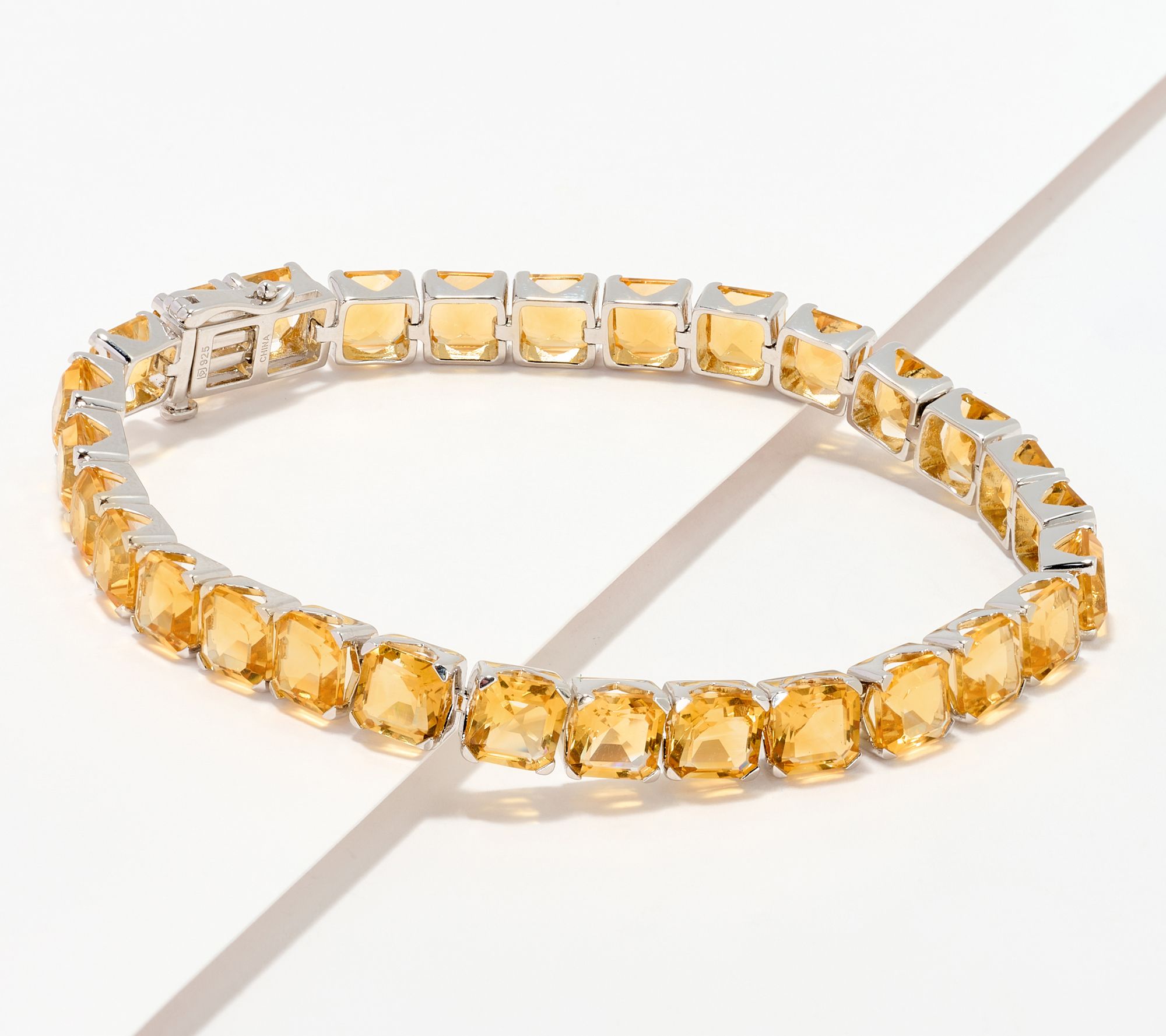 "As Is" Affinity Gems Asscher Cut Gemstone Bracelet, SS