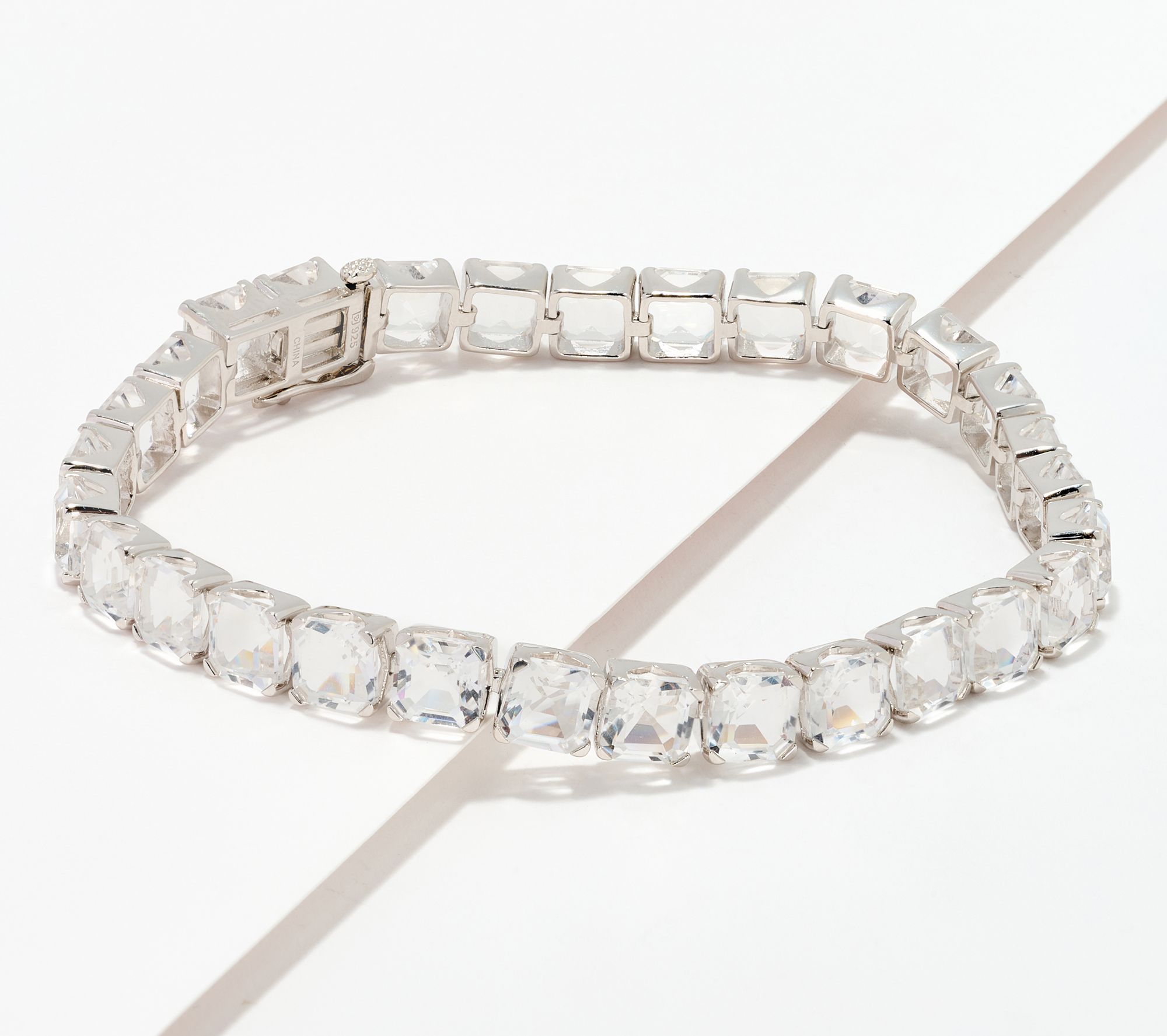 "As Is" Affinity Gems Asscher Cut Gemstone Bracelet, SS