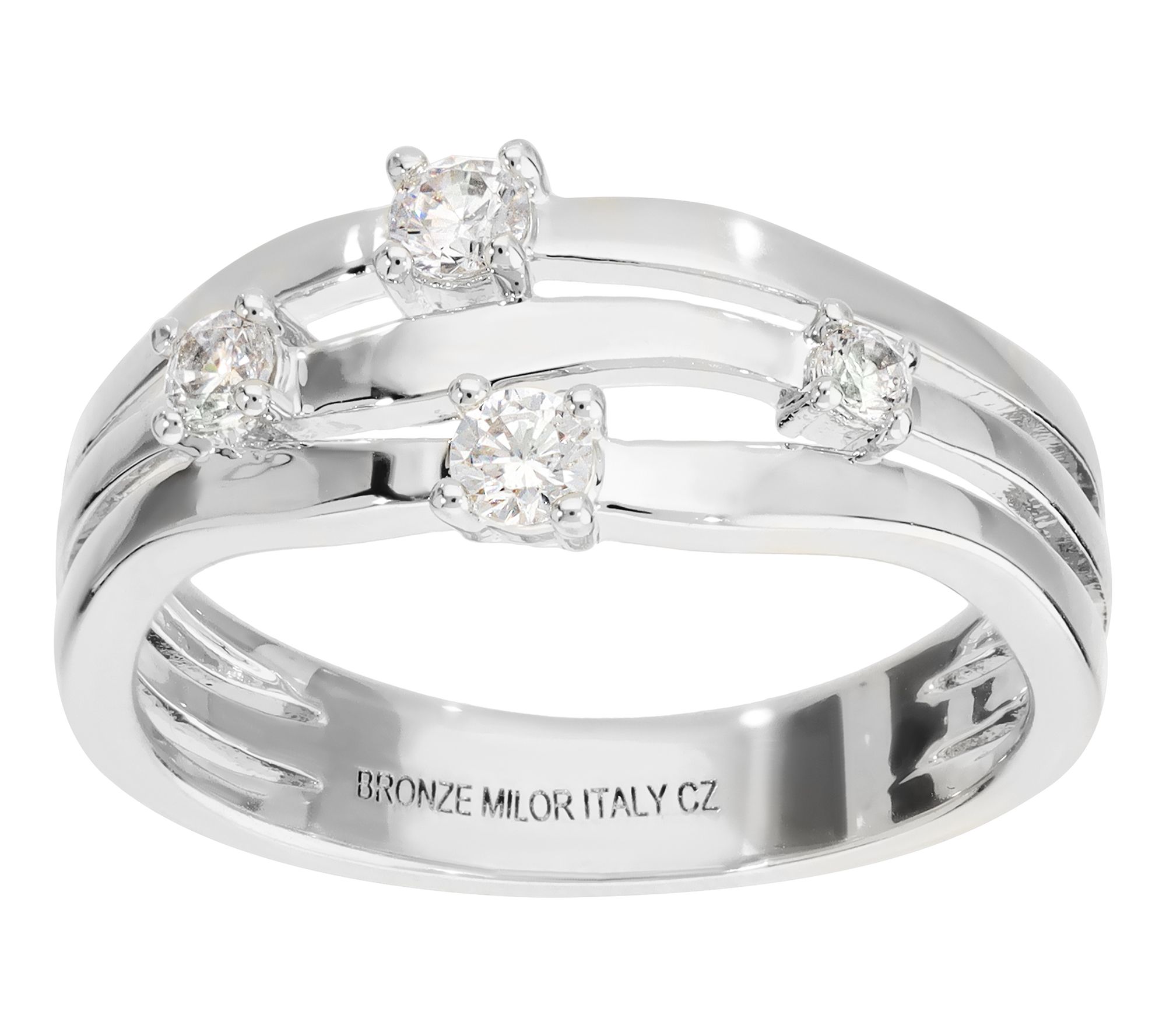 Diamonique x Bronzo Italia Multi-Row Split Shank Ring