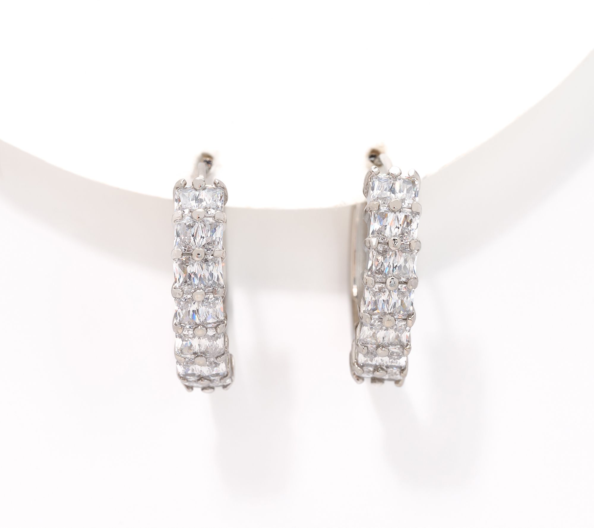 Steel by Diamonique Baguette Hoop Earrings