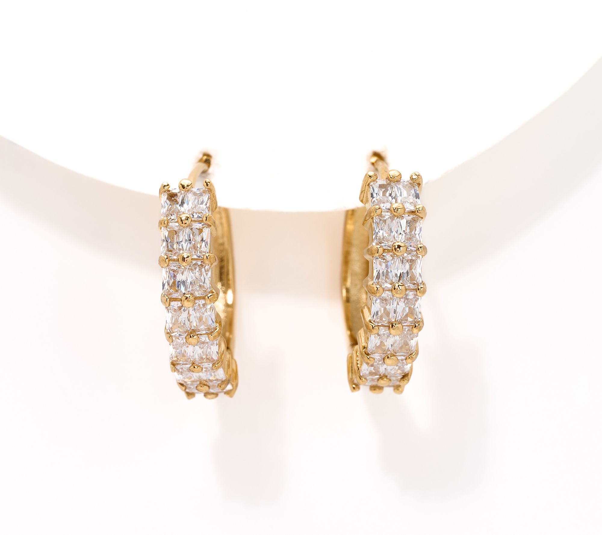 Steel by Diamonique Baguette Hoop Earrings