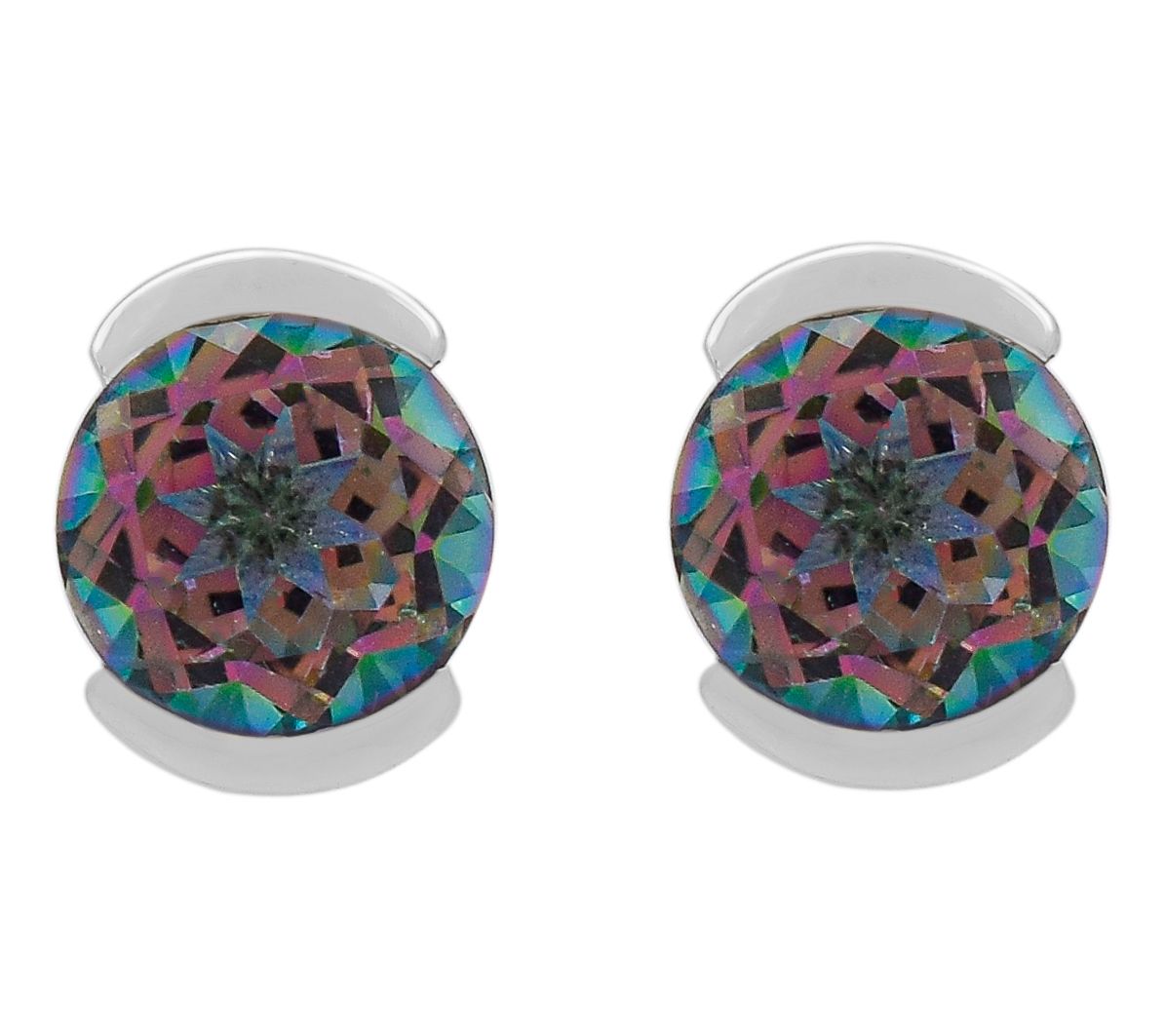 Affinity Gems Green Coated Quartz Stud Earrings, Sterling