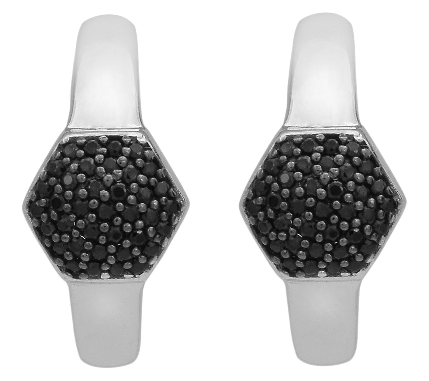 Affinity Gems Black Spinel Half Hoop Earrings,Sterling