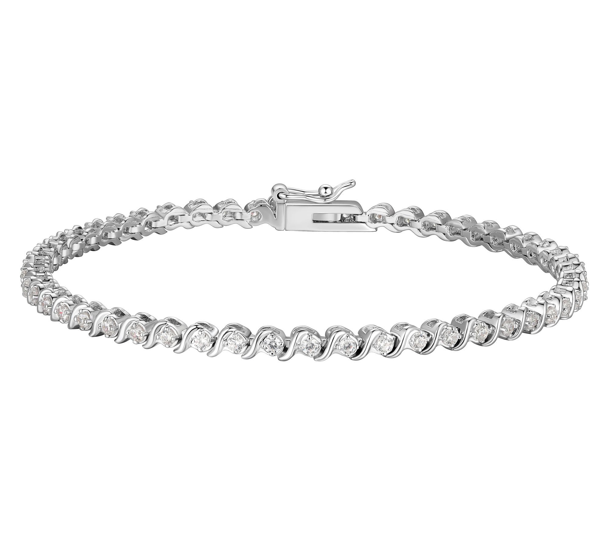 LuxLab 1.00 cttw Grown Diamond Wave Tennis Brac elet, Sterling