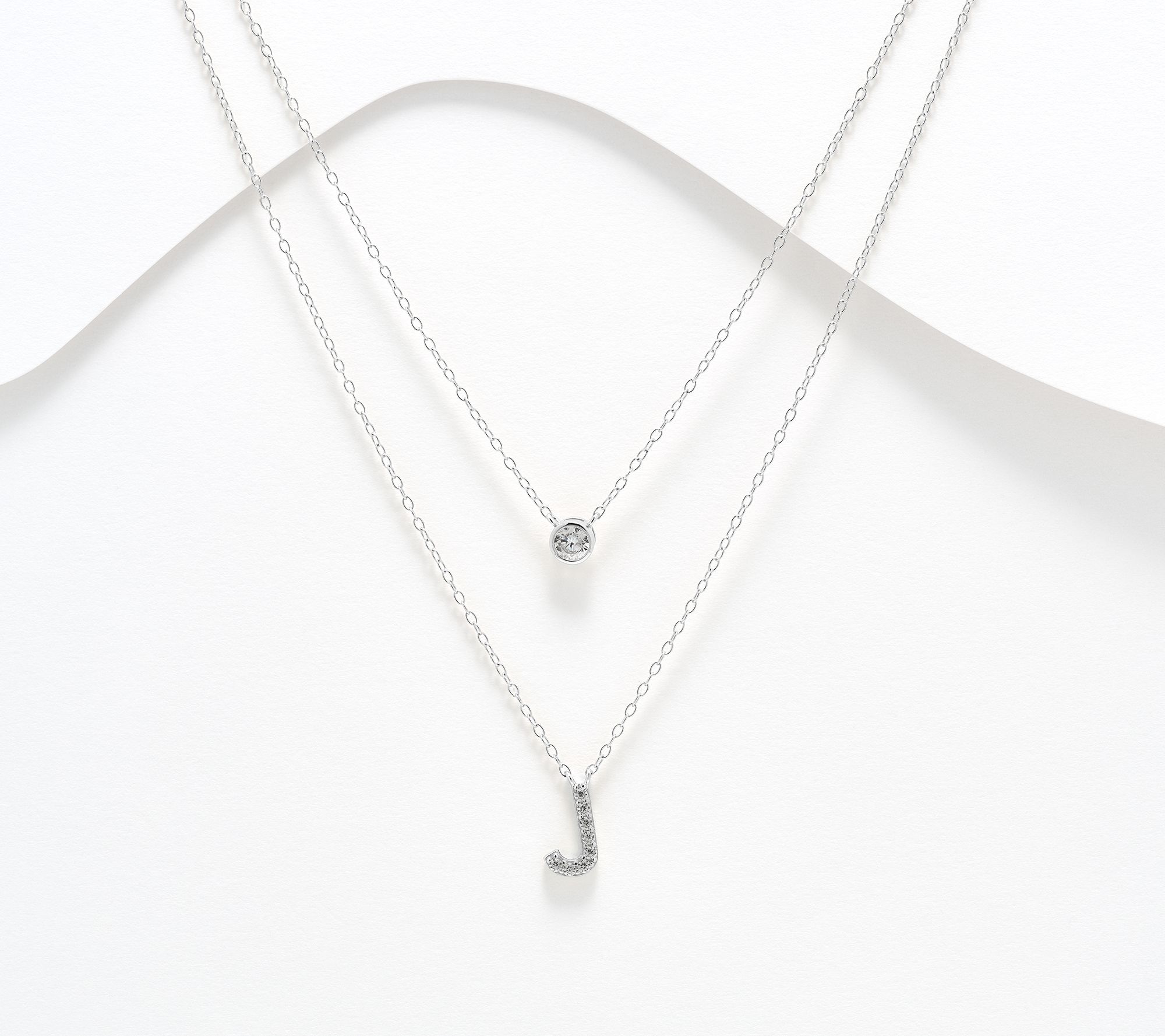 Diamonique Sterling Silver Initial Necklace with Gift Box