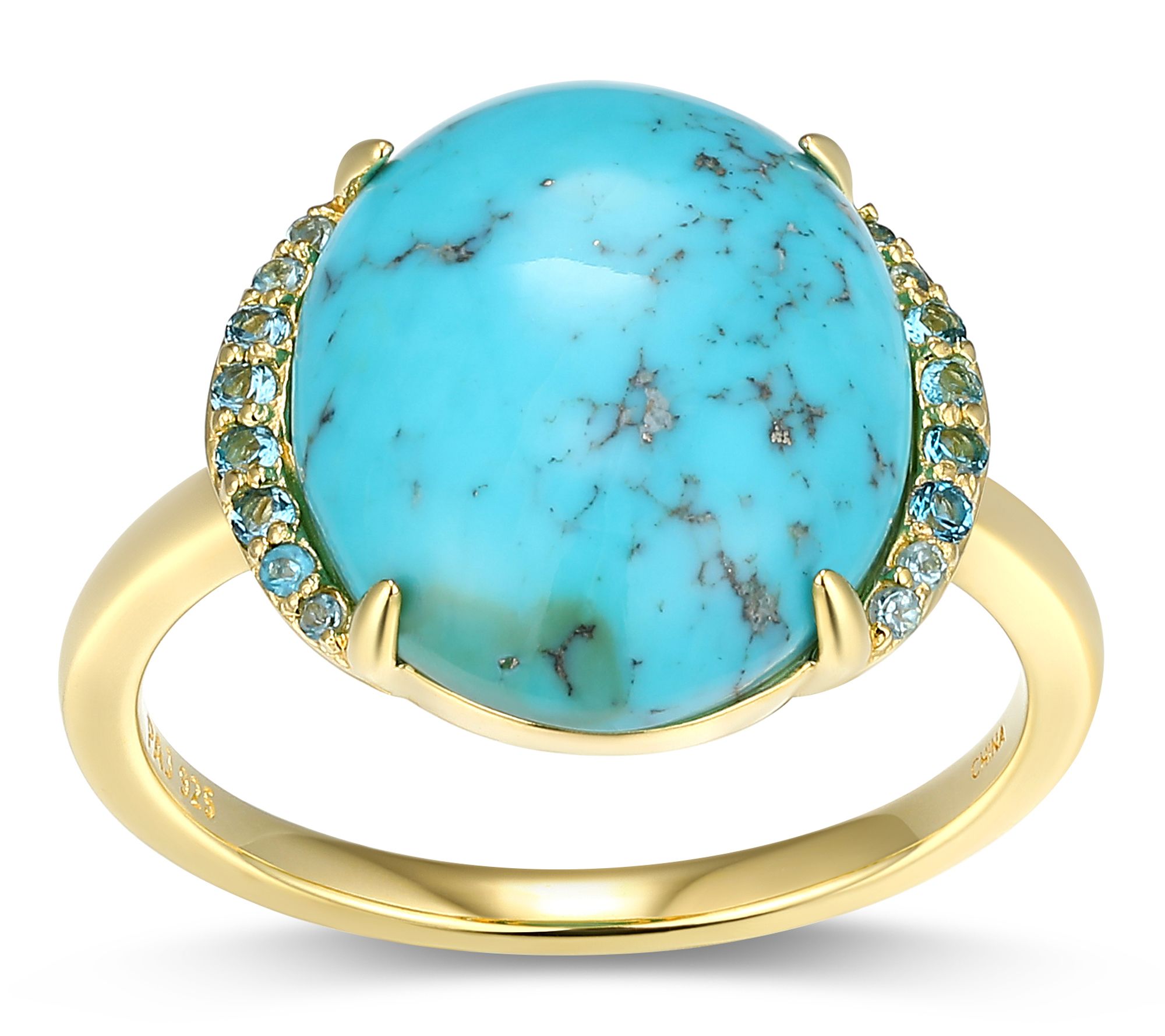 Affinity Gems Turquoise & Blue Topaz Ring, 18kGold Plated