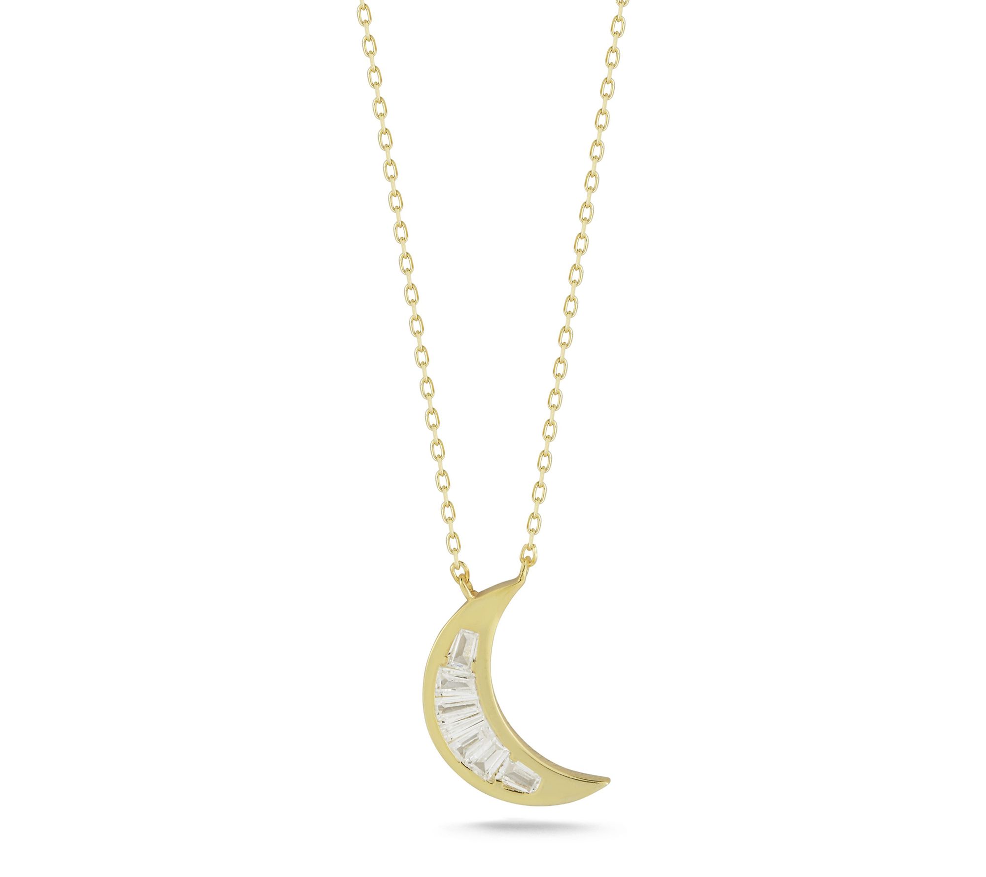 Sterlina Silver Baguette Moon Necklace, Sterling