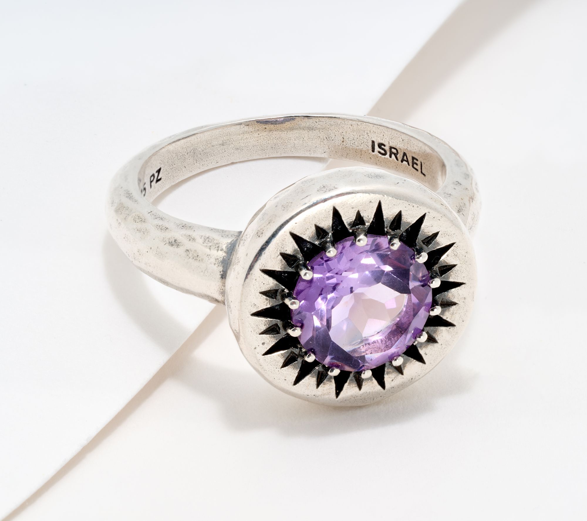 "As Is" Or Paz Sterling Sunshine Design Gemstone Ring