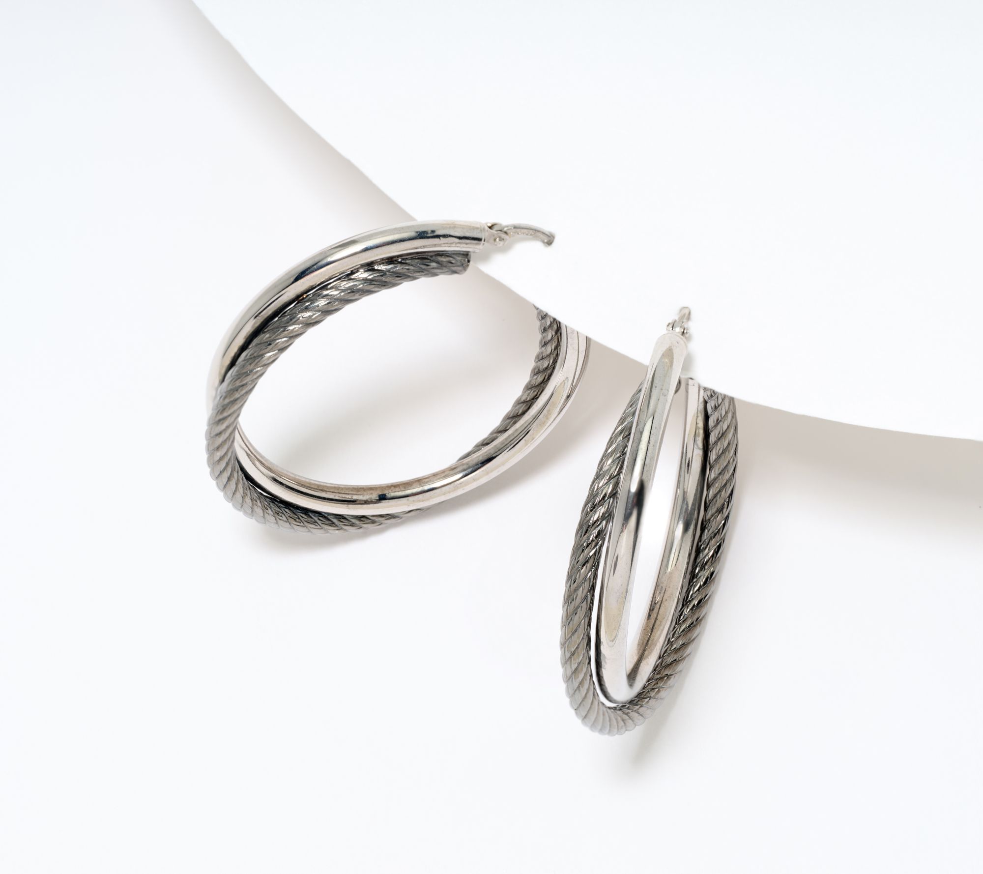 "As Is" David Markstein Bronze Double Twist Ribbed & Polished Hoops