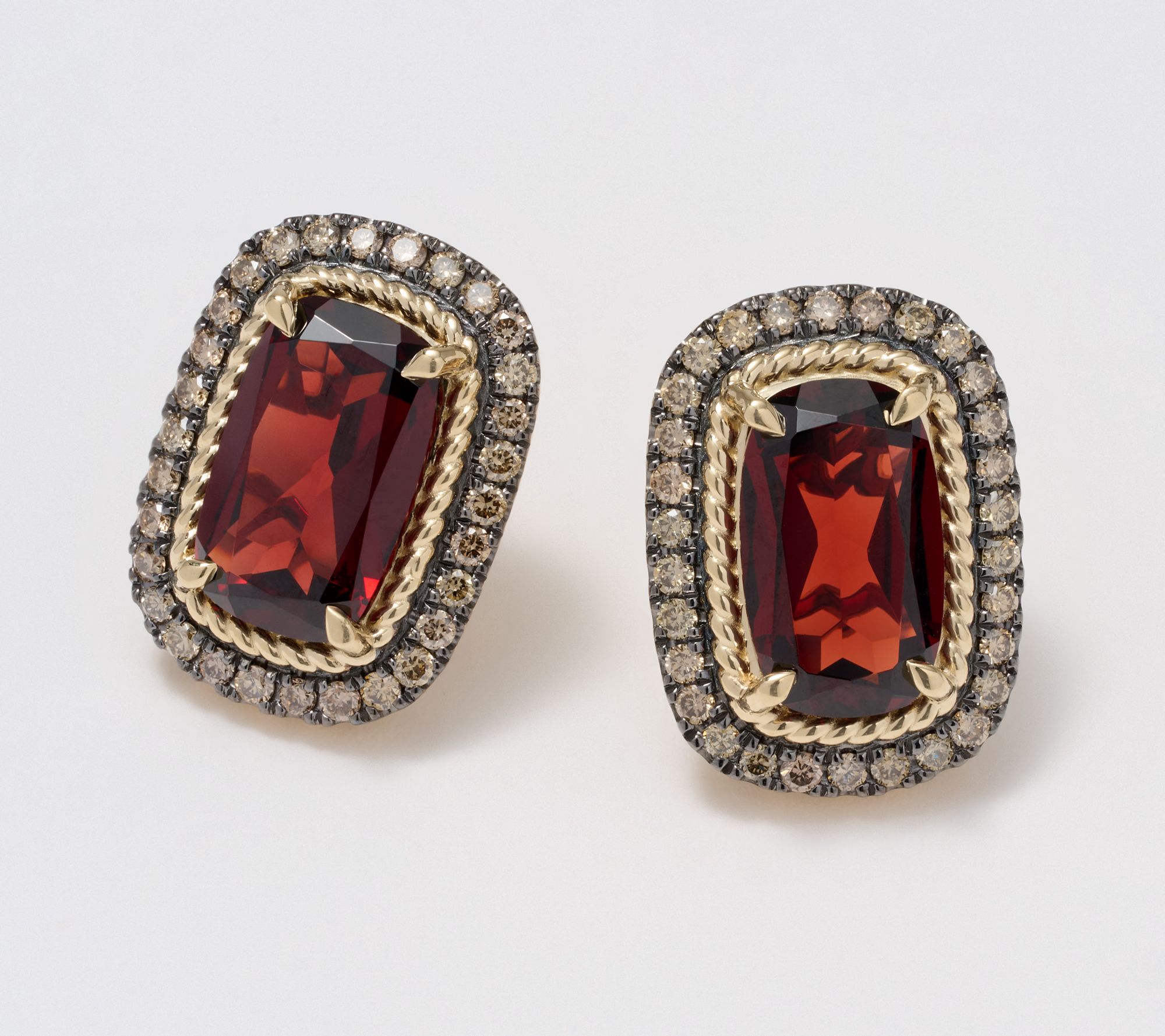 Effy 14K Gold Brown Diamond & Garnet Earrings