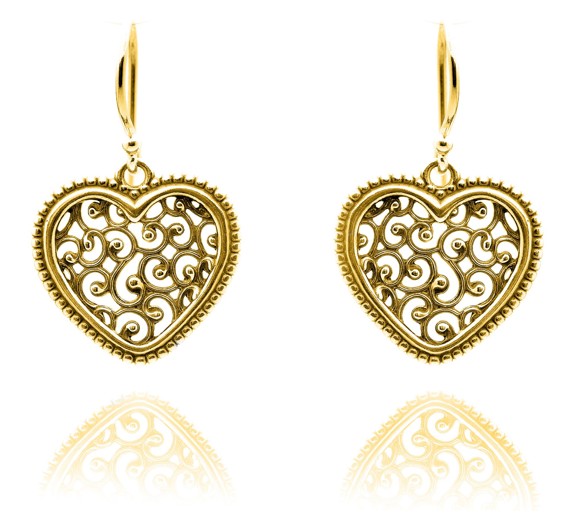 Or Paz Sterling Silver Filigree Heart Dangle Earrings