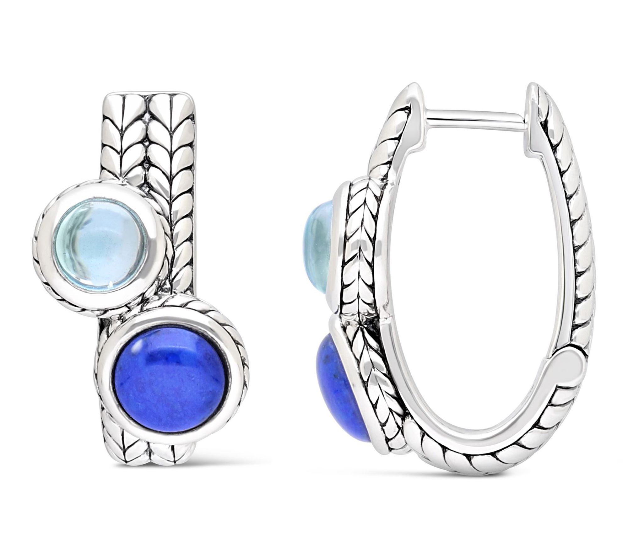 Tiffany Kay Studio Sterling Lapis & Topaz Herringbone Earrings