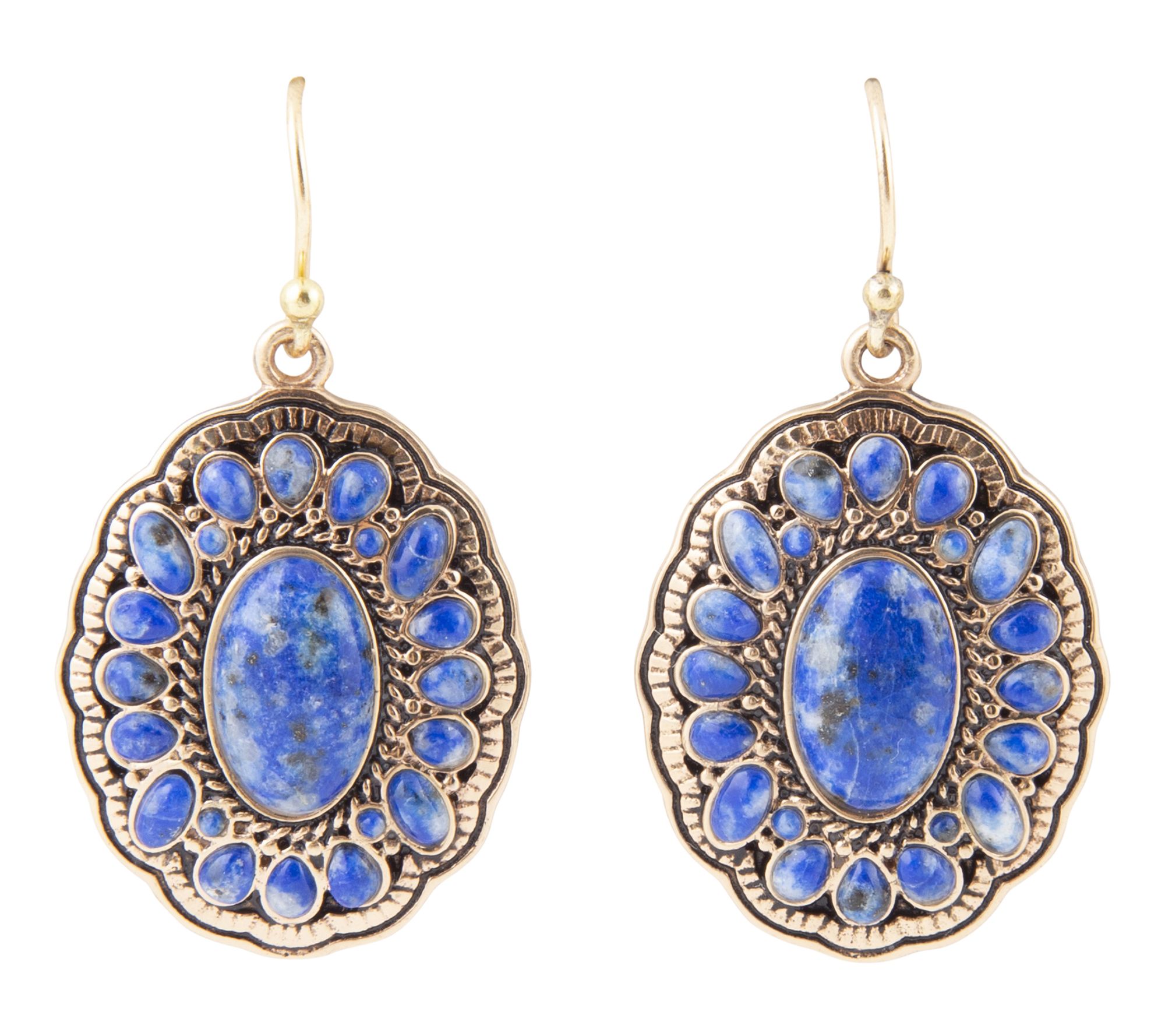Barse Artisan Crafted Bronze Lapis Drop Earrings