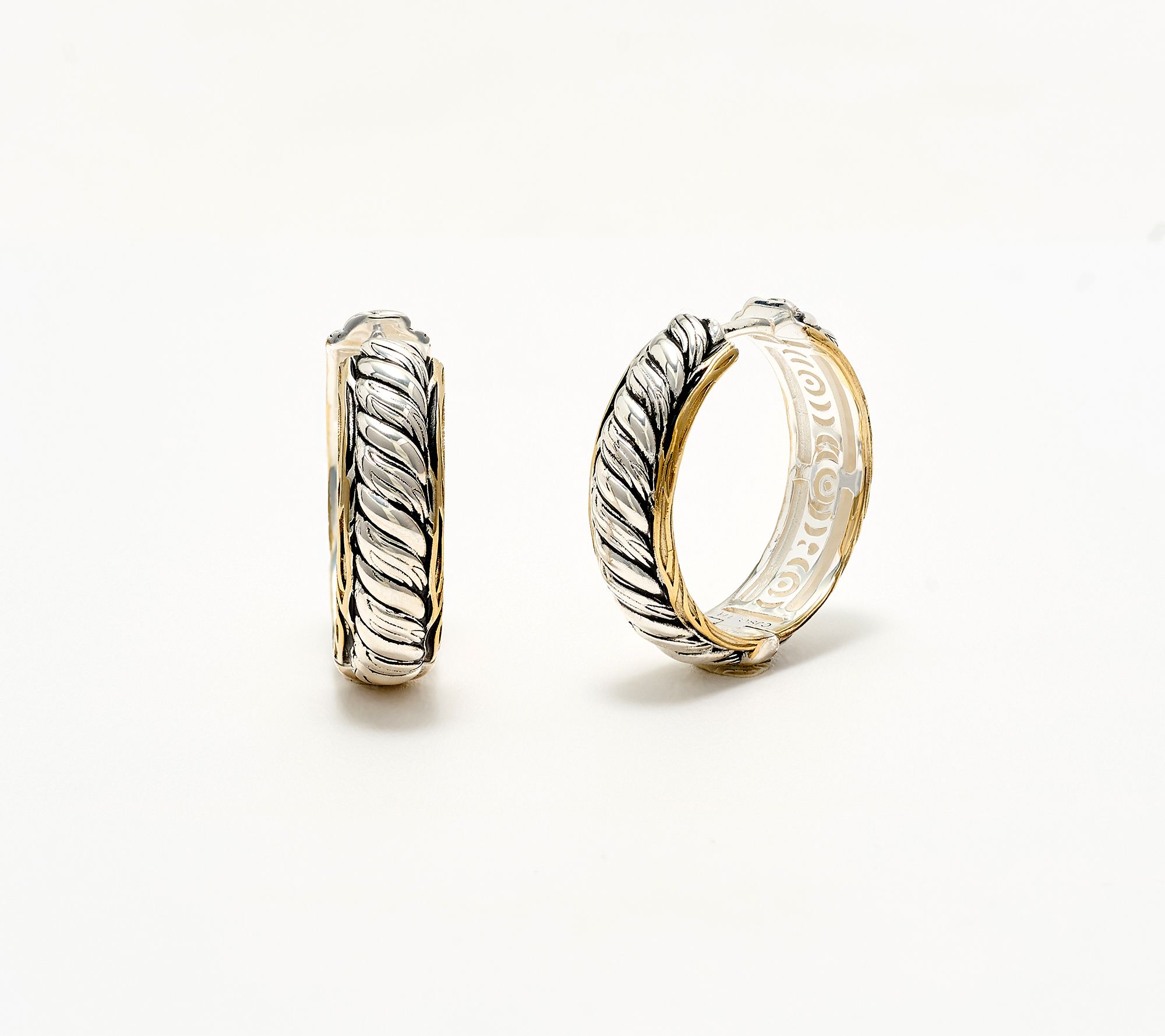 Christian James by Scott Grimes Sterl & 14KClad Two-tone 1" Hoop Earrings