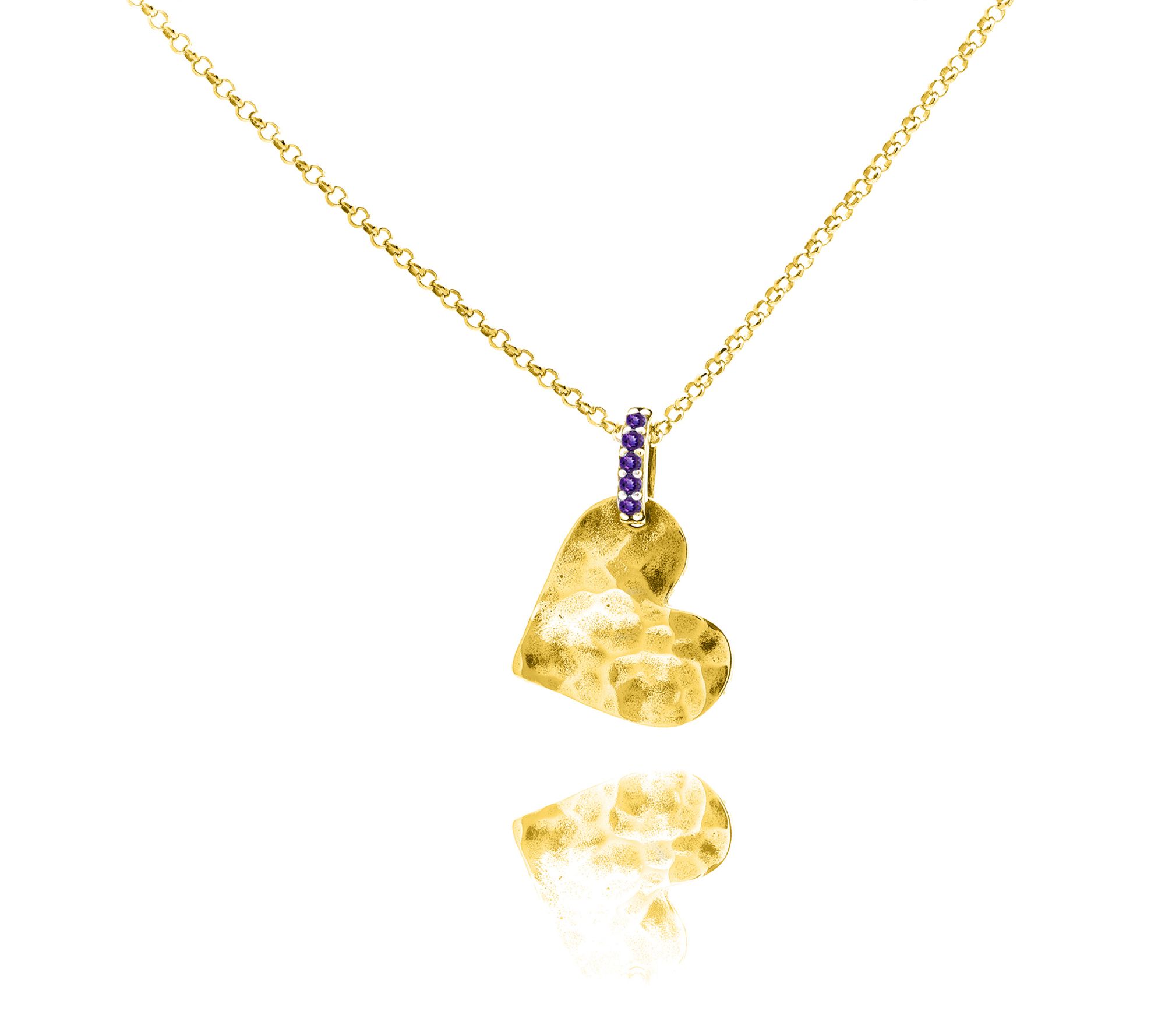 Or Paz 14K Gold Plated Gemstone Heart Pendant w/ Chain