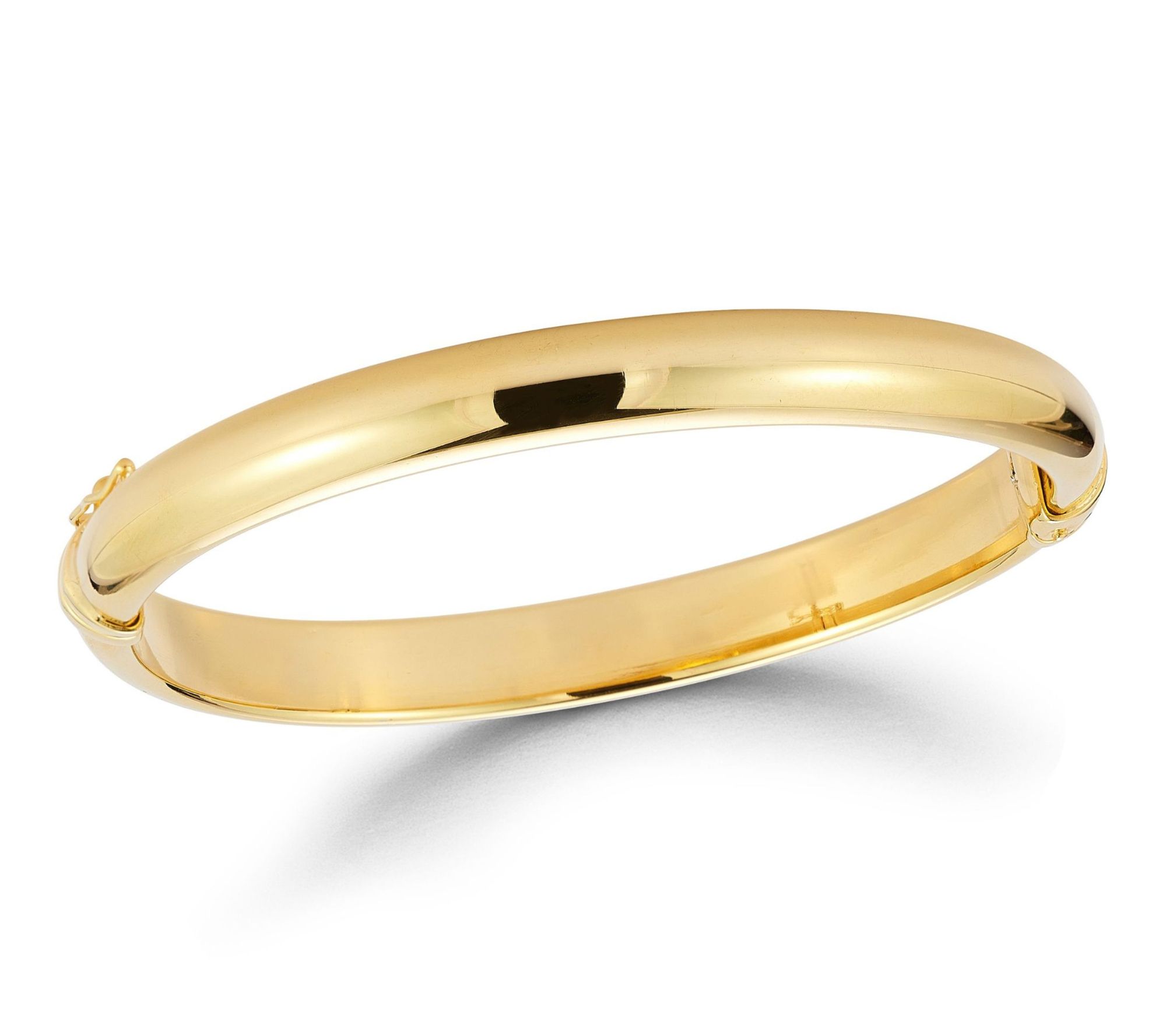 Italian Silver Polished Bangle, 18K Gold Plated