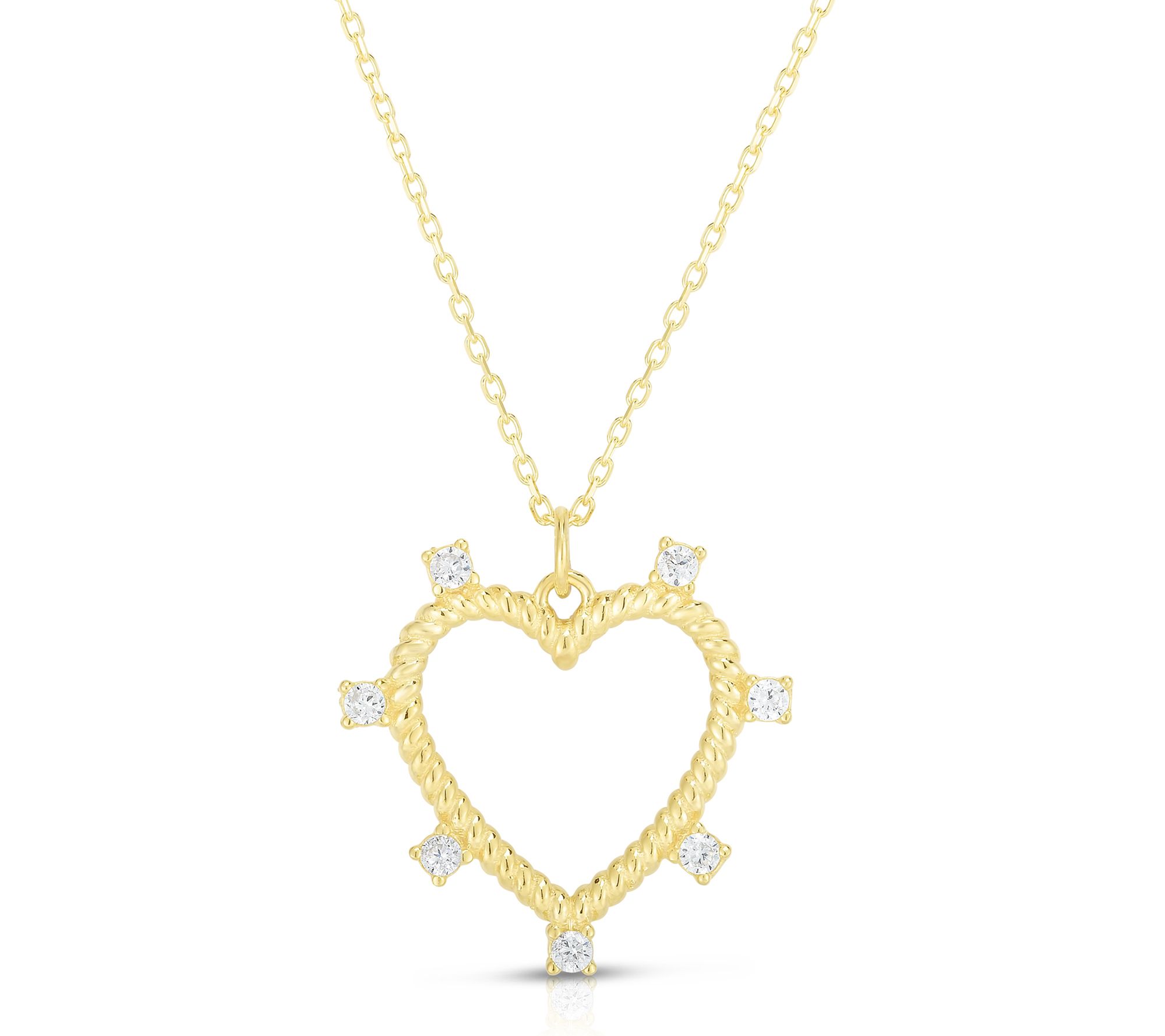 Sterlina Silver Accent Open Heart Pendant w/ Chain, Sterling