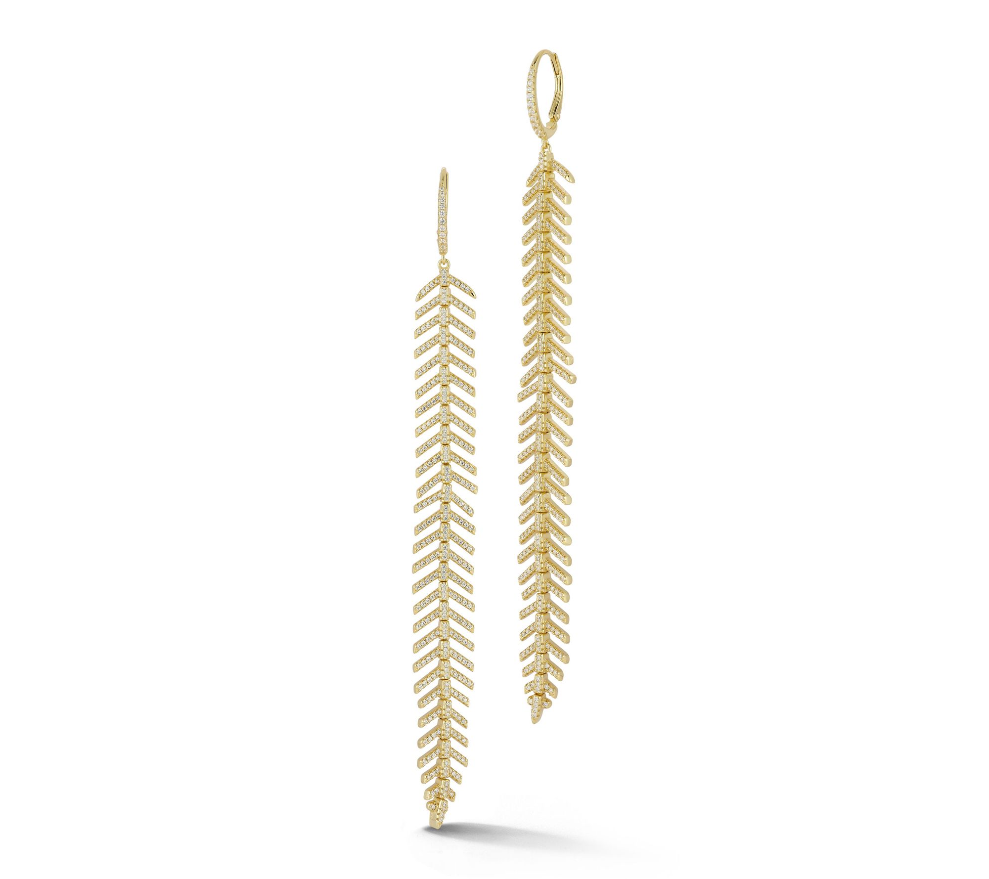 Rachel Zoe 4-5/8" Pave Leaf Drop Earrings, Sterling Silver