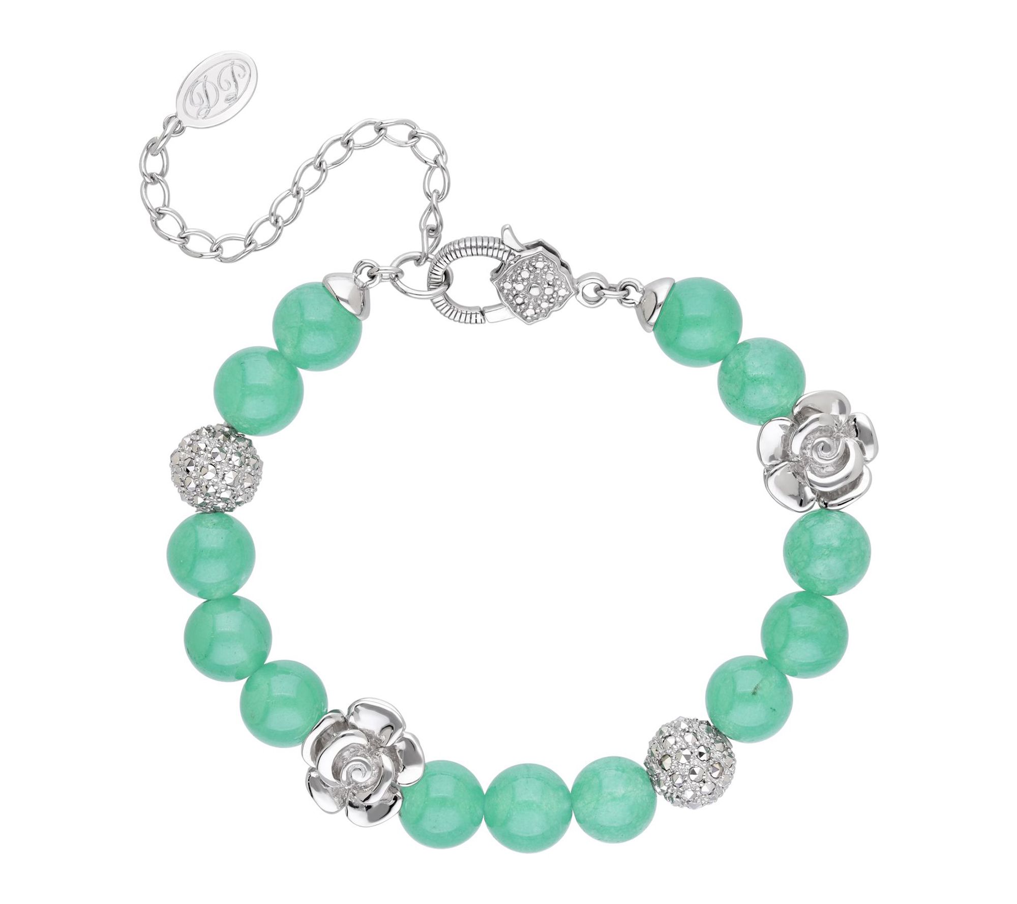 Dallas Prince Sterling CHROME Marcasite & Aventurine Garden Br