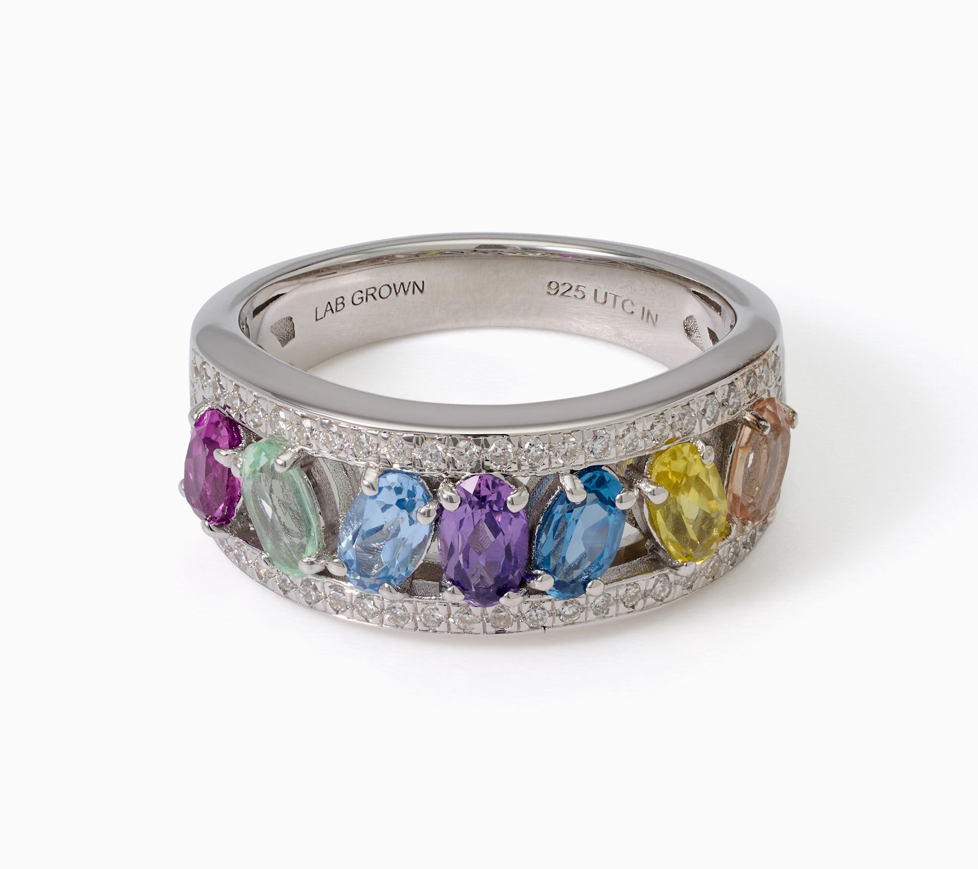 Gemistry Lab Grown Gemstone Multi Band Ring, Sterling Silver