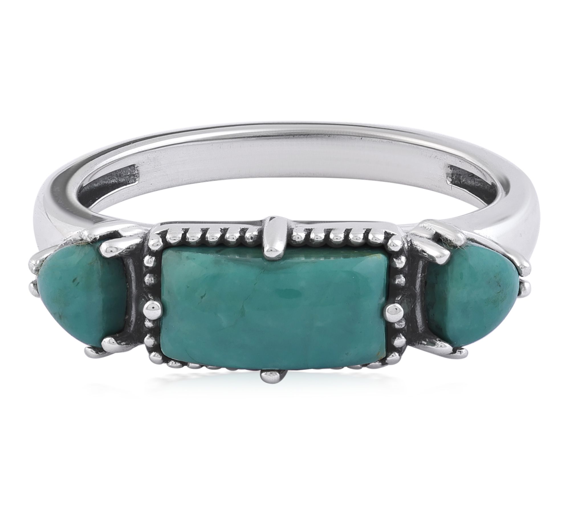 American West Sterling Rectangle & Trillion Turquoise Ring