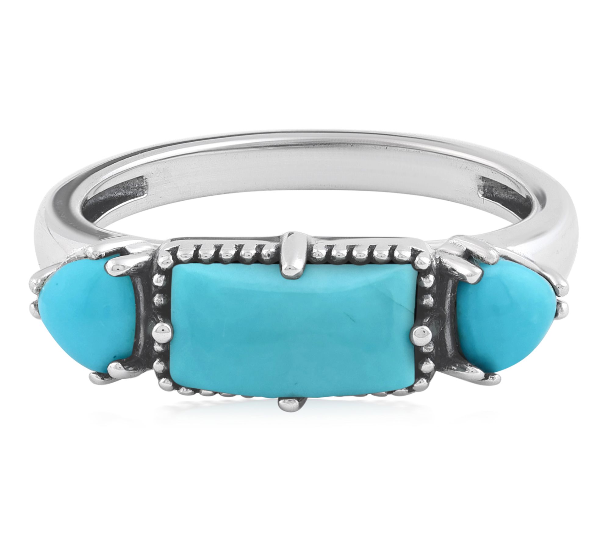 American West Sterling Rectangle & Trillion Turquoise Ring