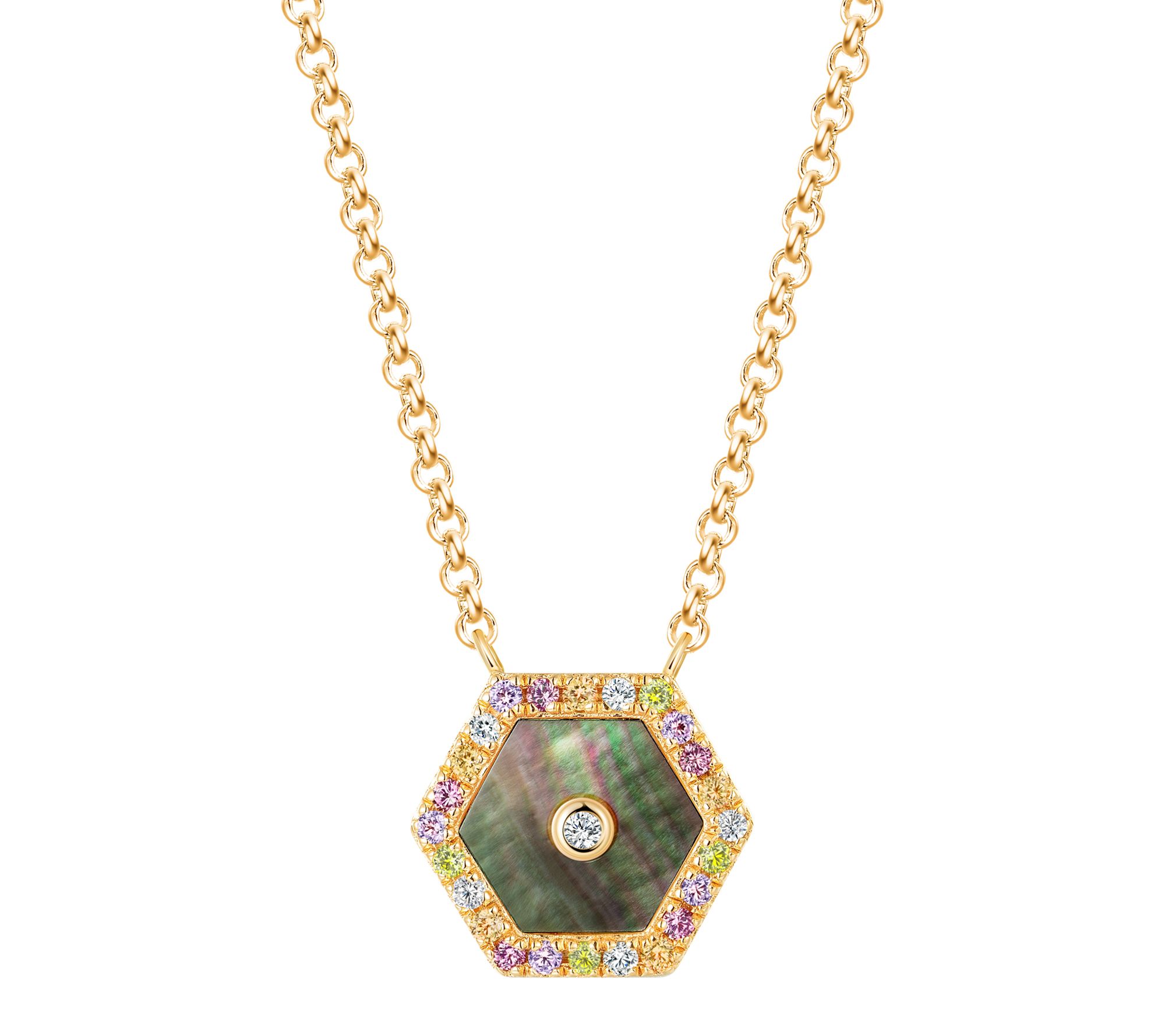 Affinity Gems Multi-Gemstone Halo Necklace, Sterling Silver