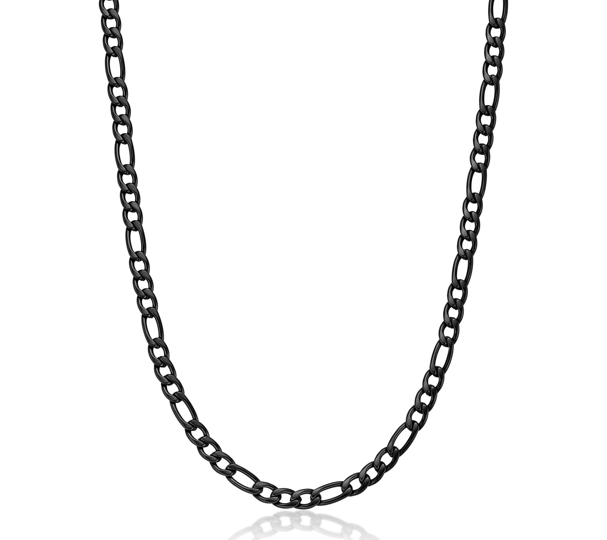 LYNX Men's Black IP Plated Stainless Figaro Necklace