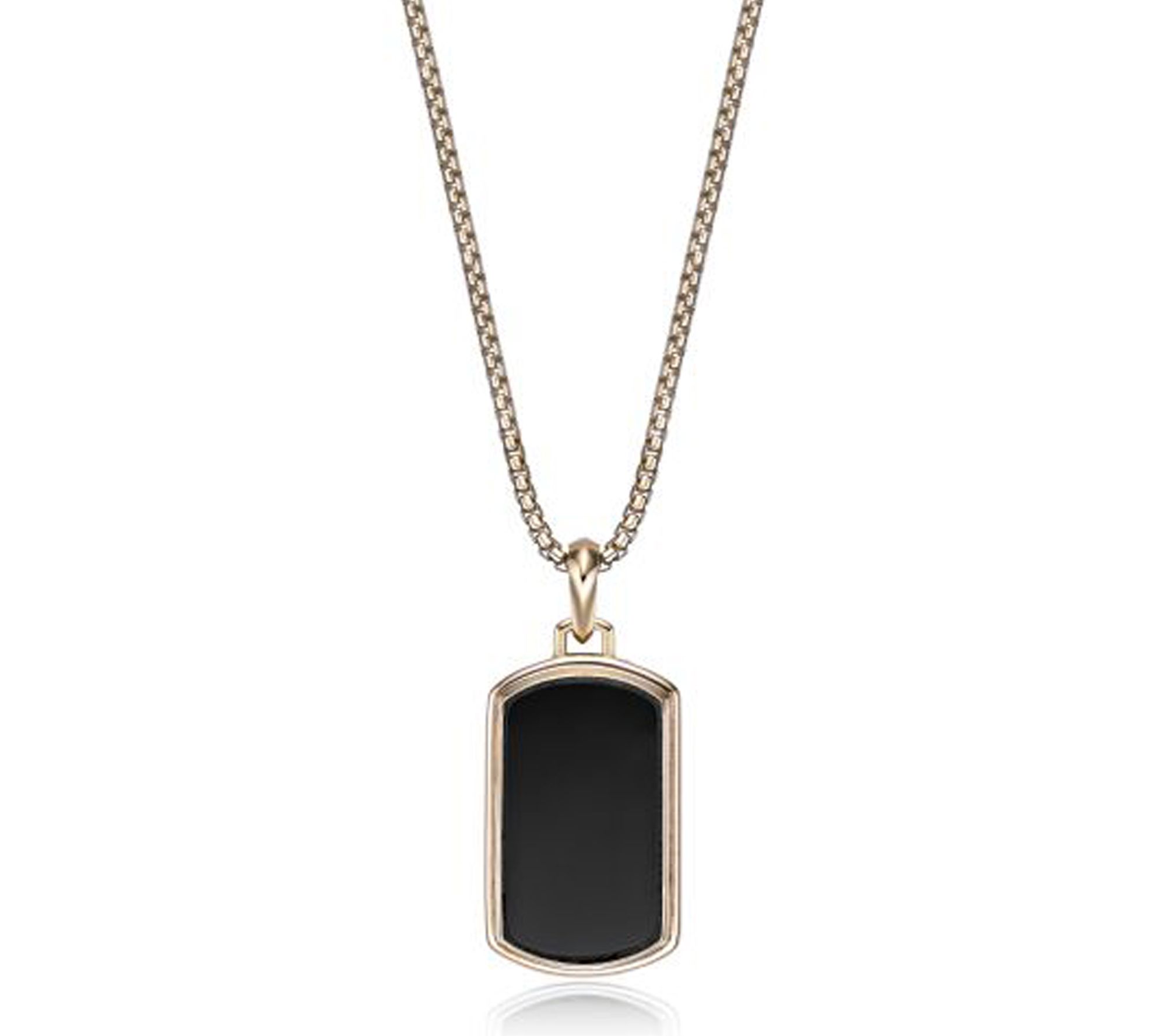 LYNX Men's 14K Gold Plated Gemstone Dog Tag Pendant w/ Chain