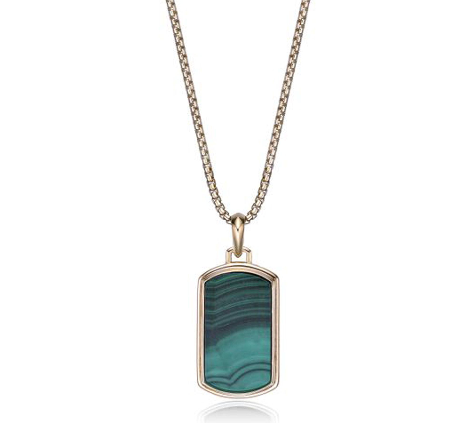 LYNX Men's 14K Gold Plated Gemstone Dog Tag Pendant w/ Chain