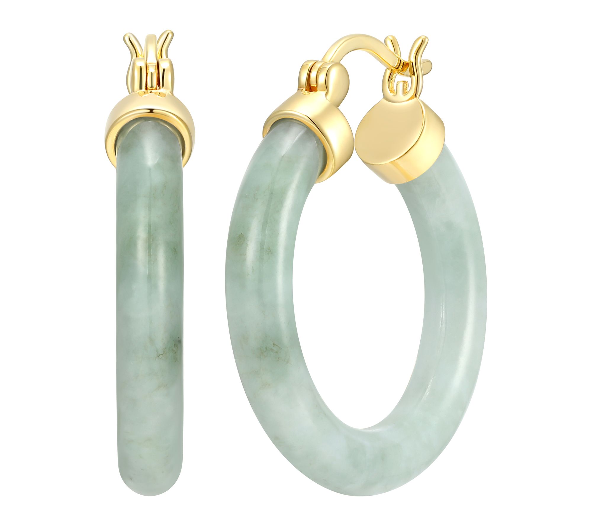 Dynasty Jade 25mm Hoop Earrings,18K Gold Plated