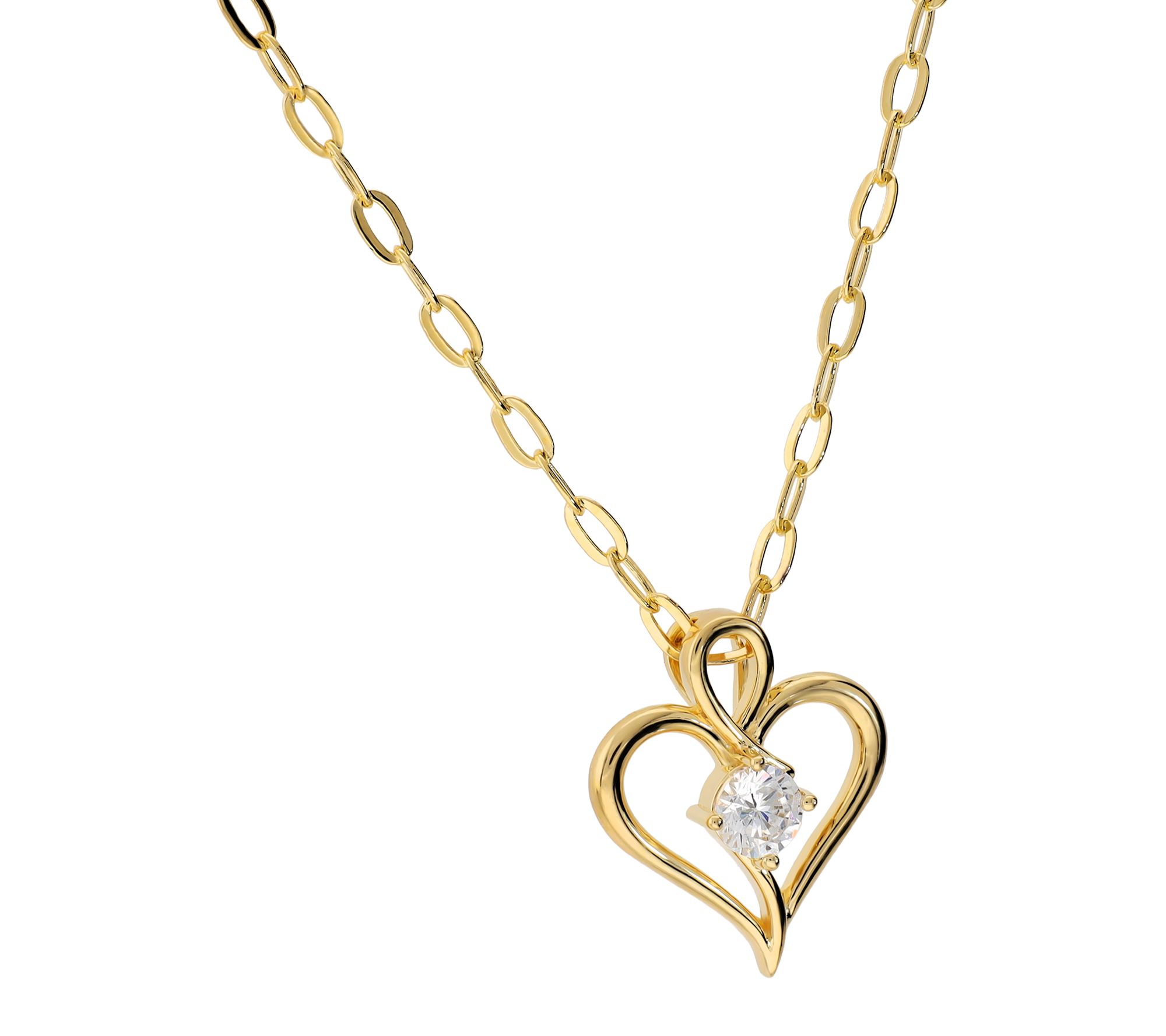Diamonique x Bronzo Italia Heart Pendant w/ Chain