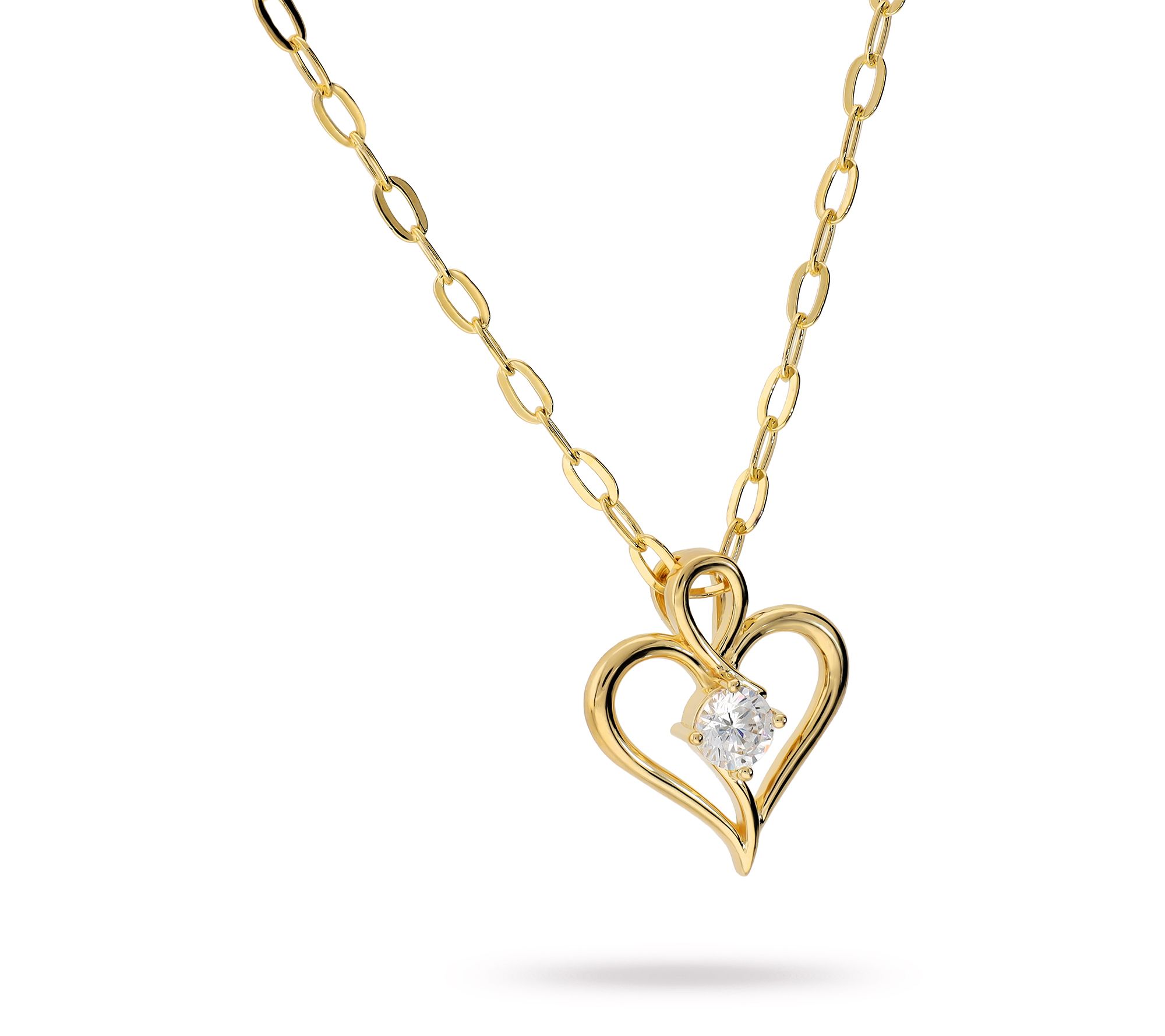 Diamonique x Bronzo Italia Heart Pendant w/ Chain