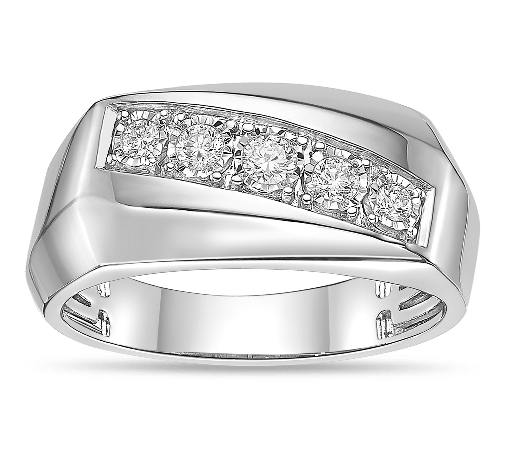 LYNX Men's Sterling Silver 0.25 ctww Lab-Grown Diamond Ring