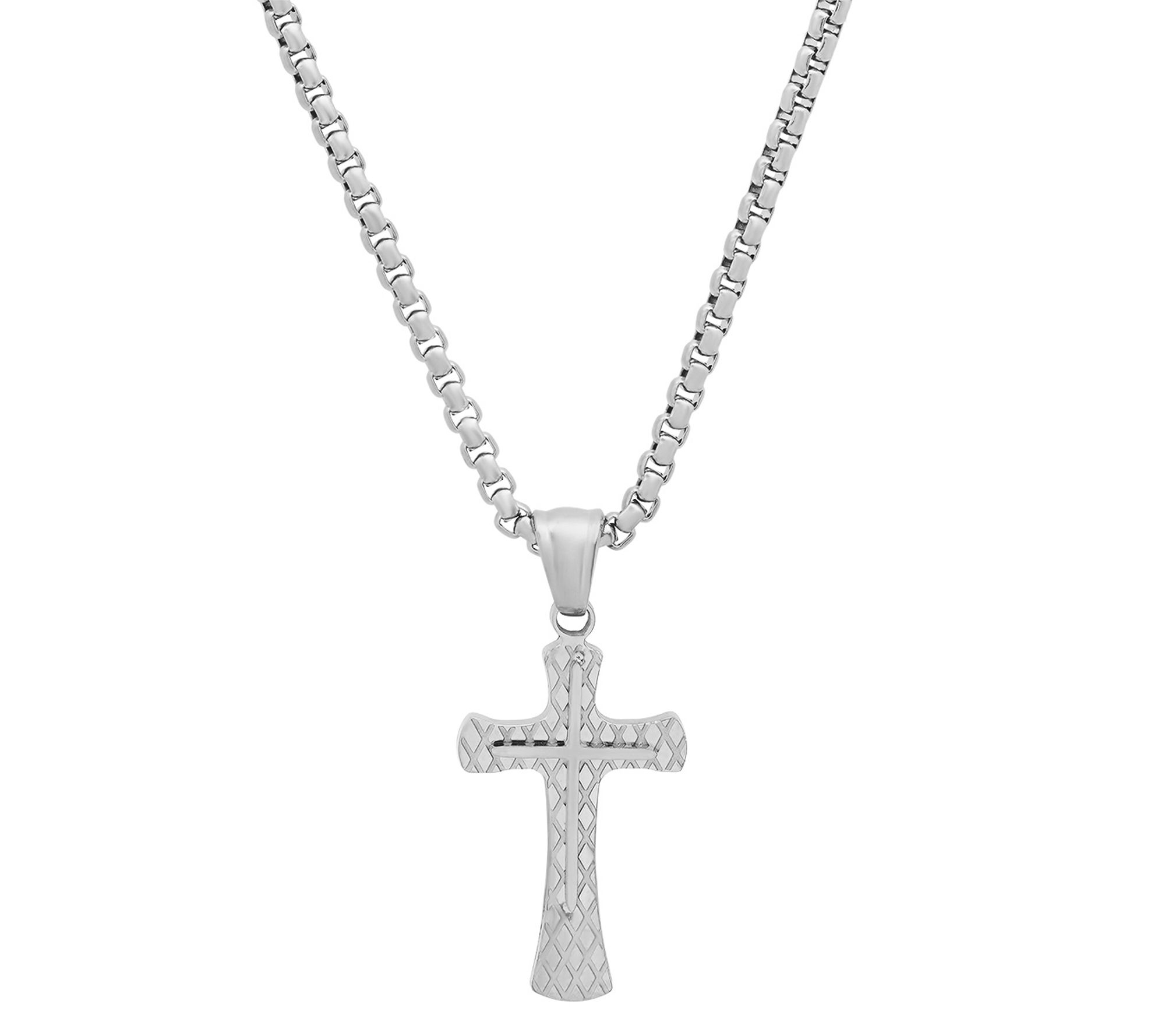 Steel By Design Double Cross Pendant w/ Chain