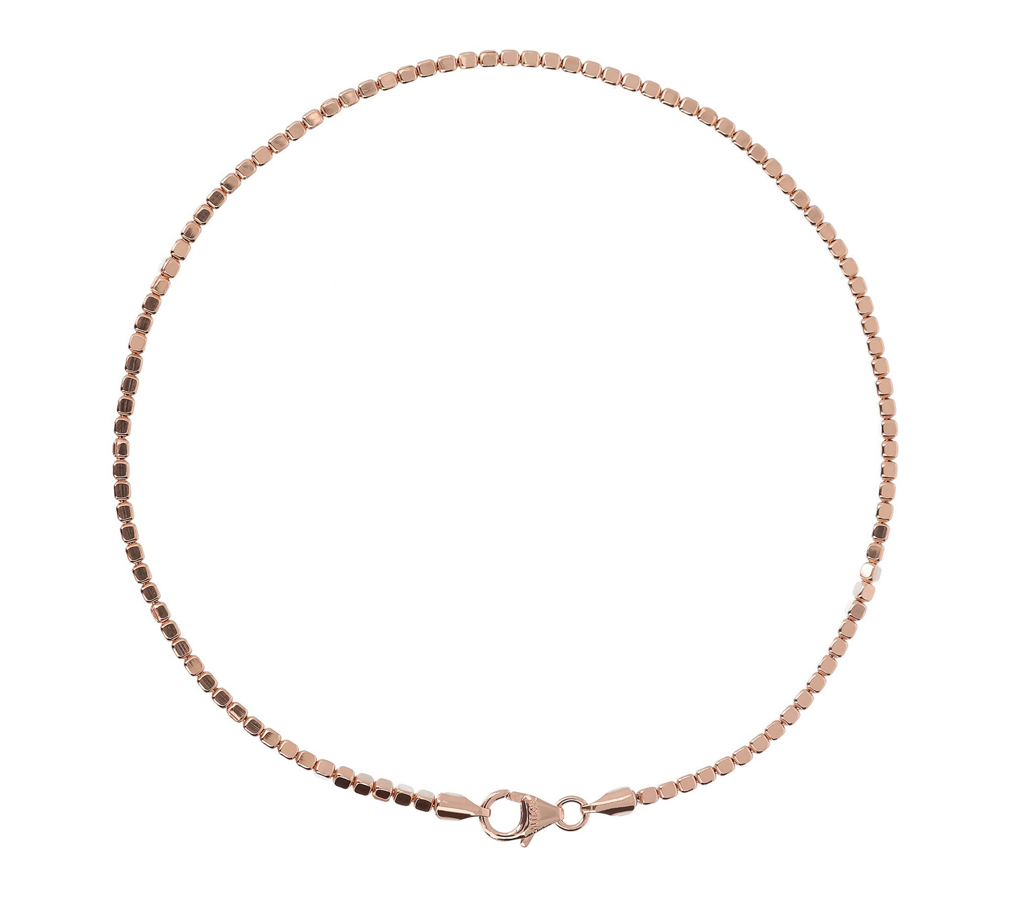Italian Silver Polished Cube Link Ankle Bracelet