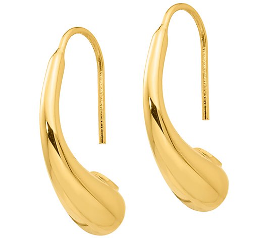 Italian Gold Puffed Teardrop Polished Earrings,14K