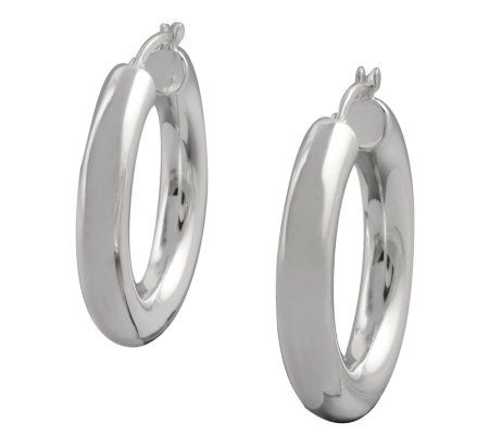 ultrafine silver hoop polished earrings round qvc