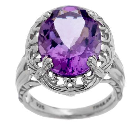 6.50 cts Oval Brazilian Amethyst Sterling Filigree Ring - QVC.com