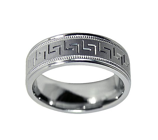 Sterling 7MM Greek Key Design & Milgrain U nisex Band Ring