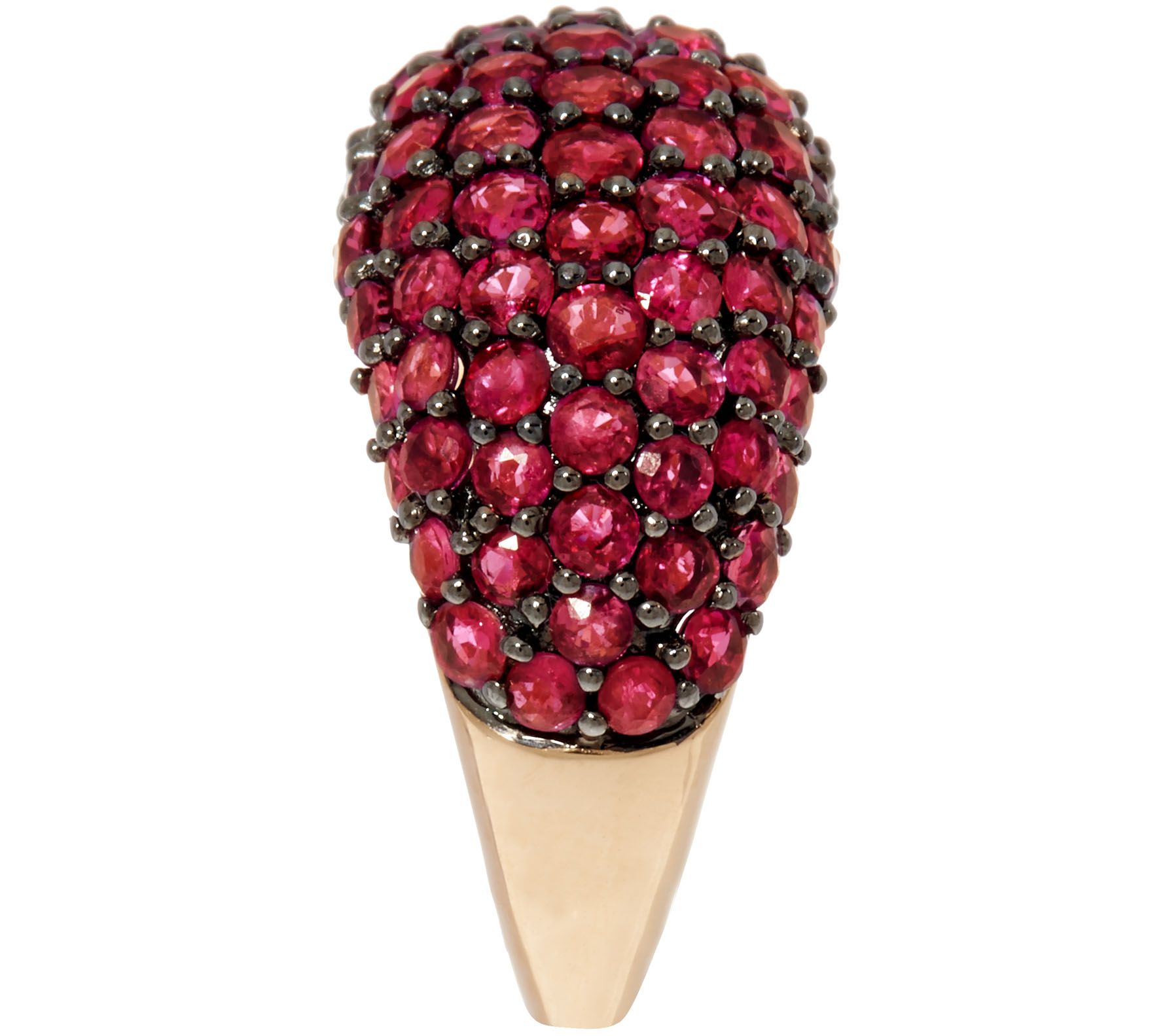 Pave' Thai Ruby Wide Domed Ring 14K Gold 4.50 cttw - QVC.com